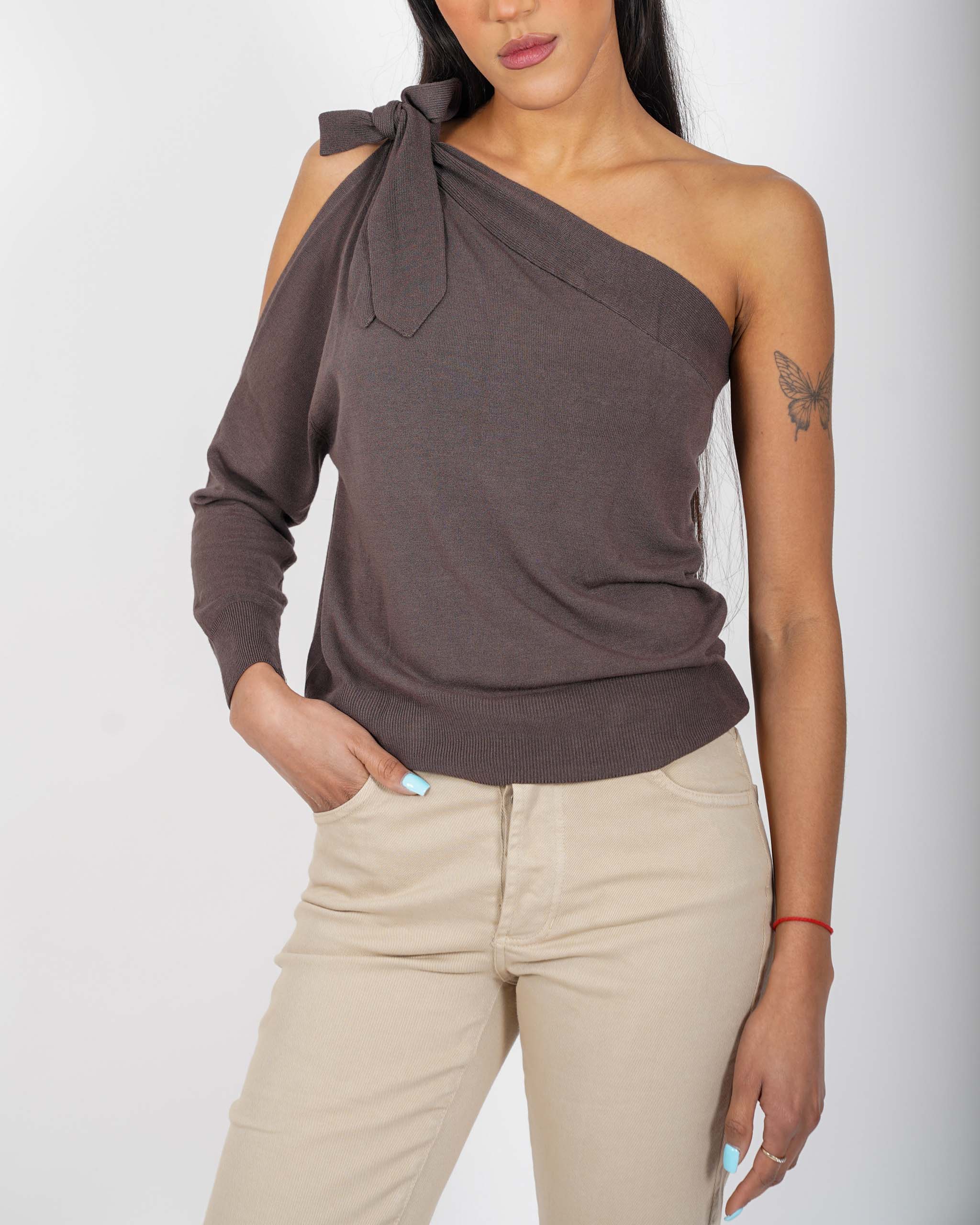 Maglia monospalla con fiocco in mano viscosa - Medarda