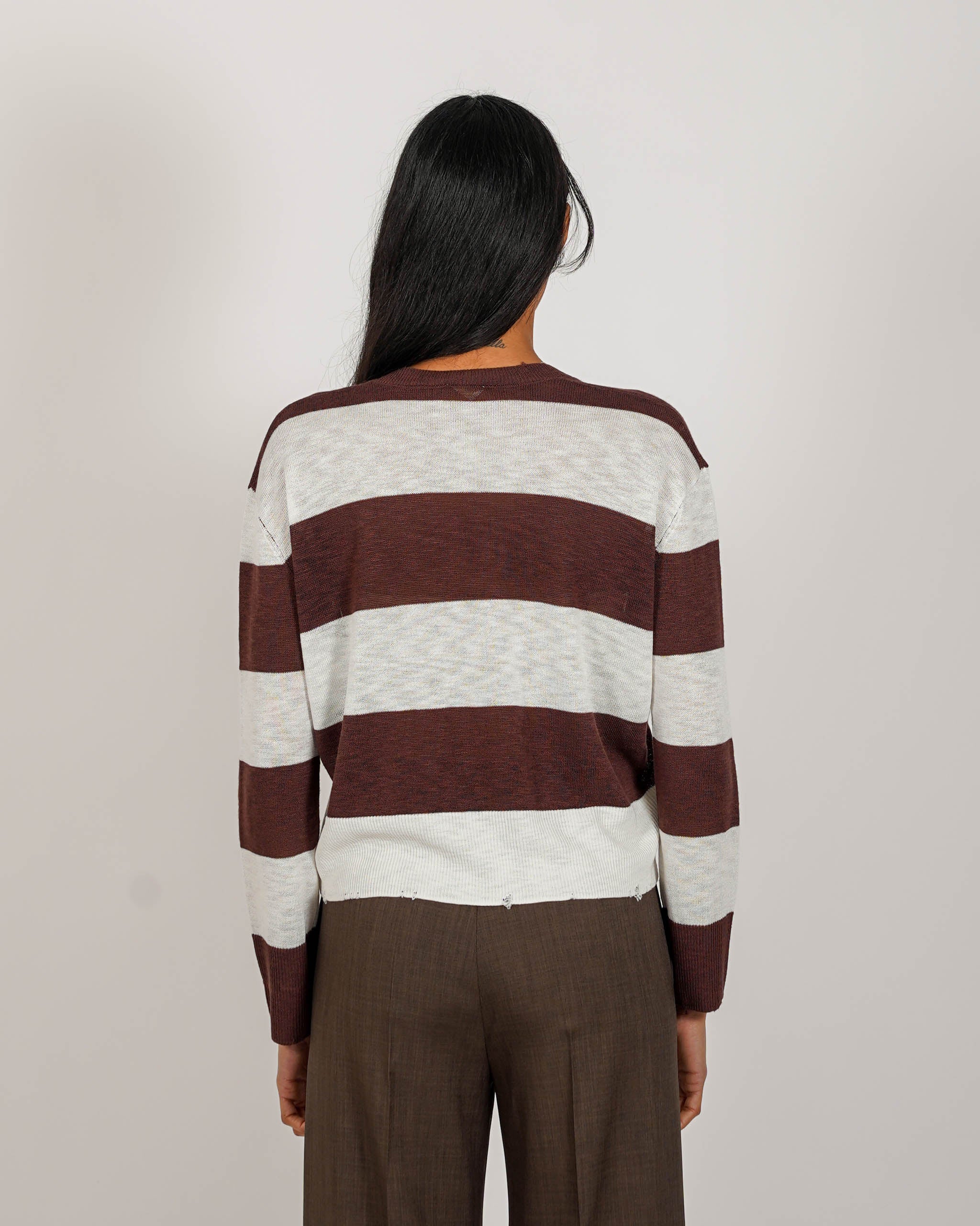 Maglia a righe scollo in filo di viscosa - Zefferina