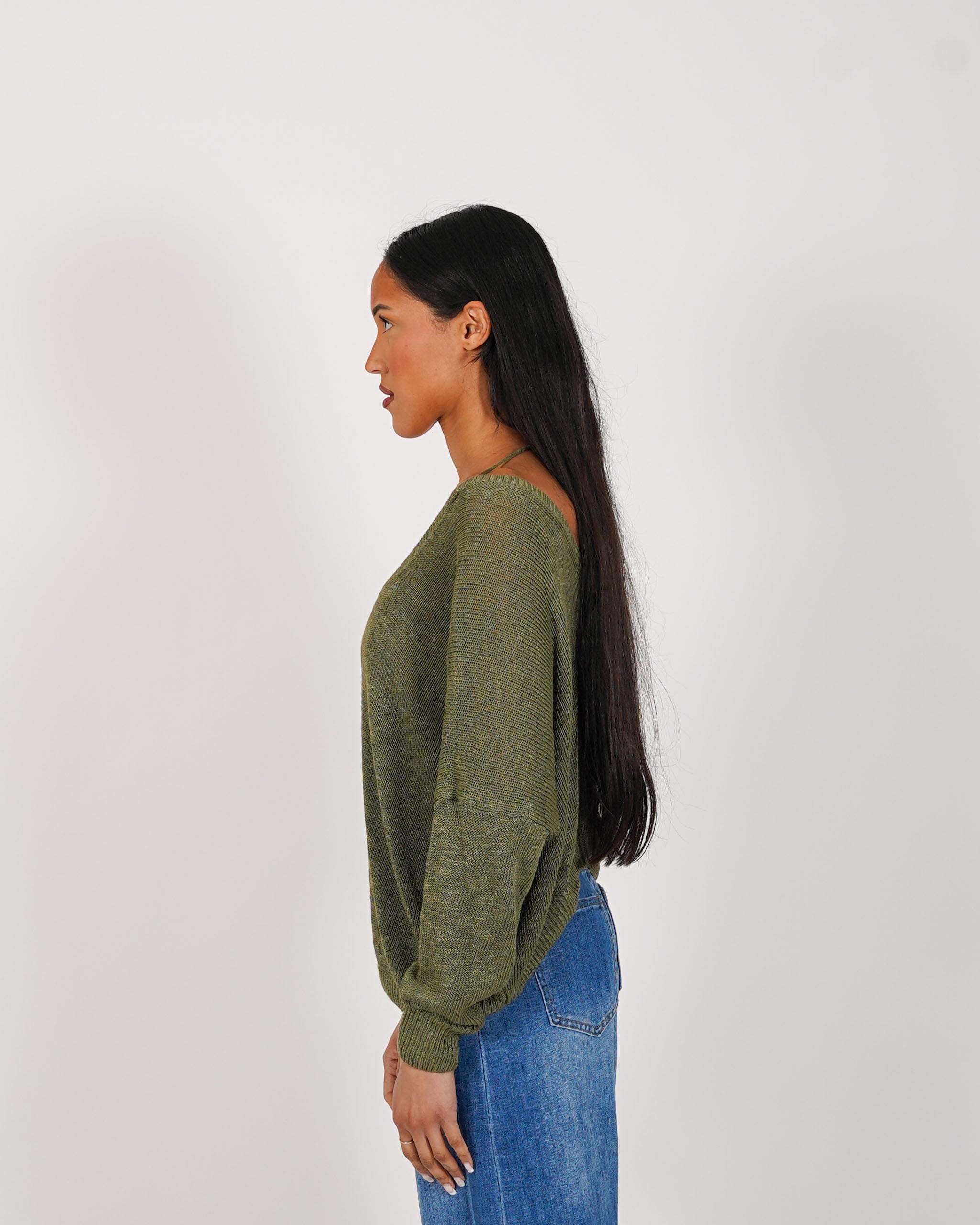 Maglia girocollo con scollo sul retro in cotone - Valchiria