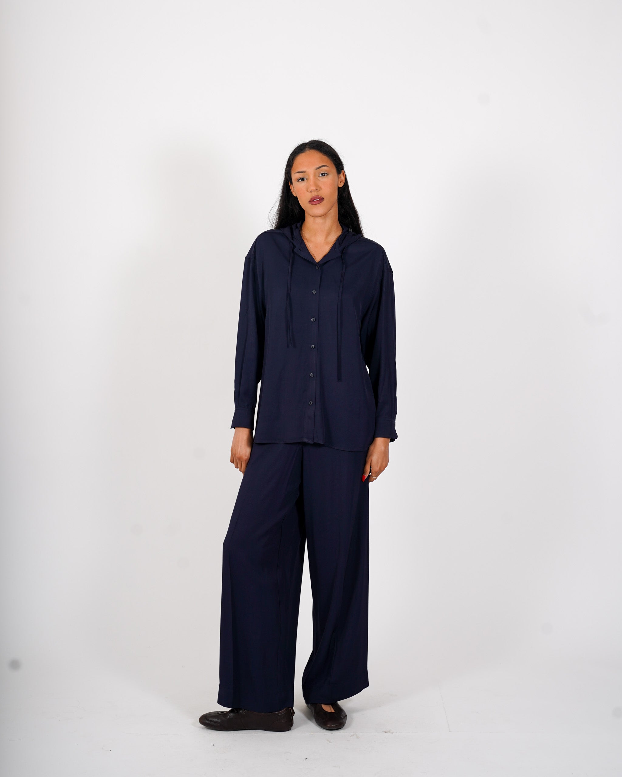 Pantaloni felpa con baschina e gamba larga - Gandolfa