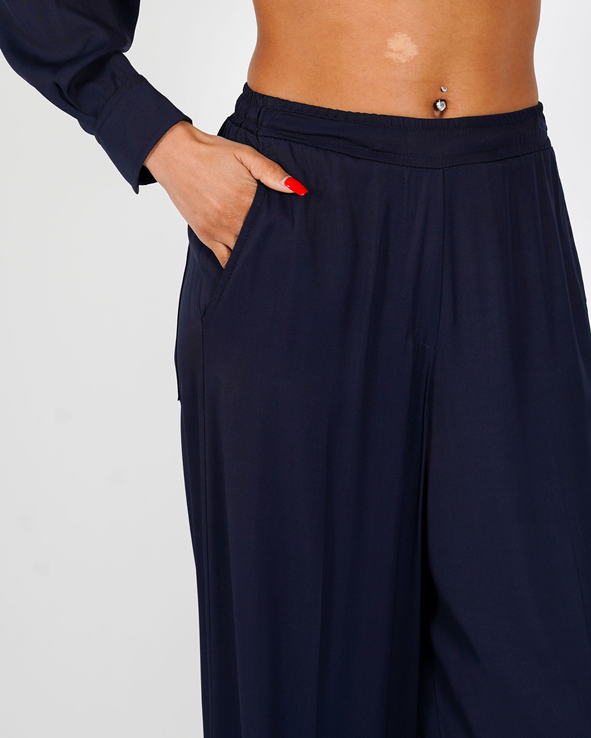 Pantaloni felpa con baschina e gamba larga - Gandolfa