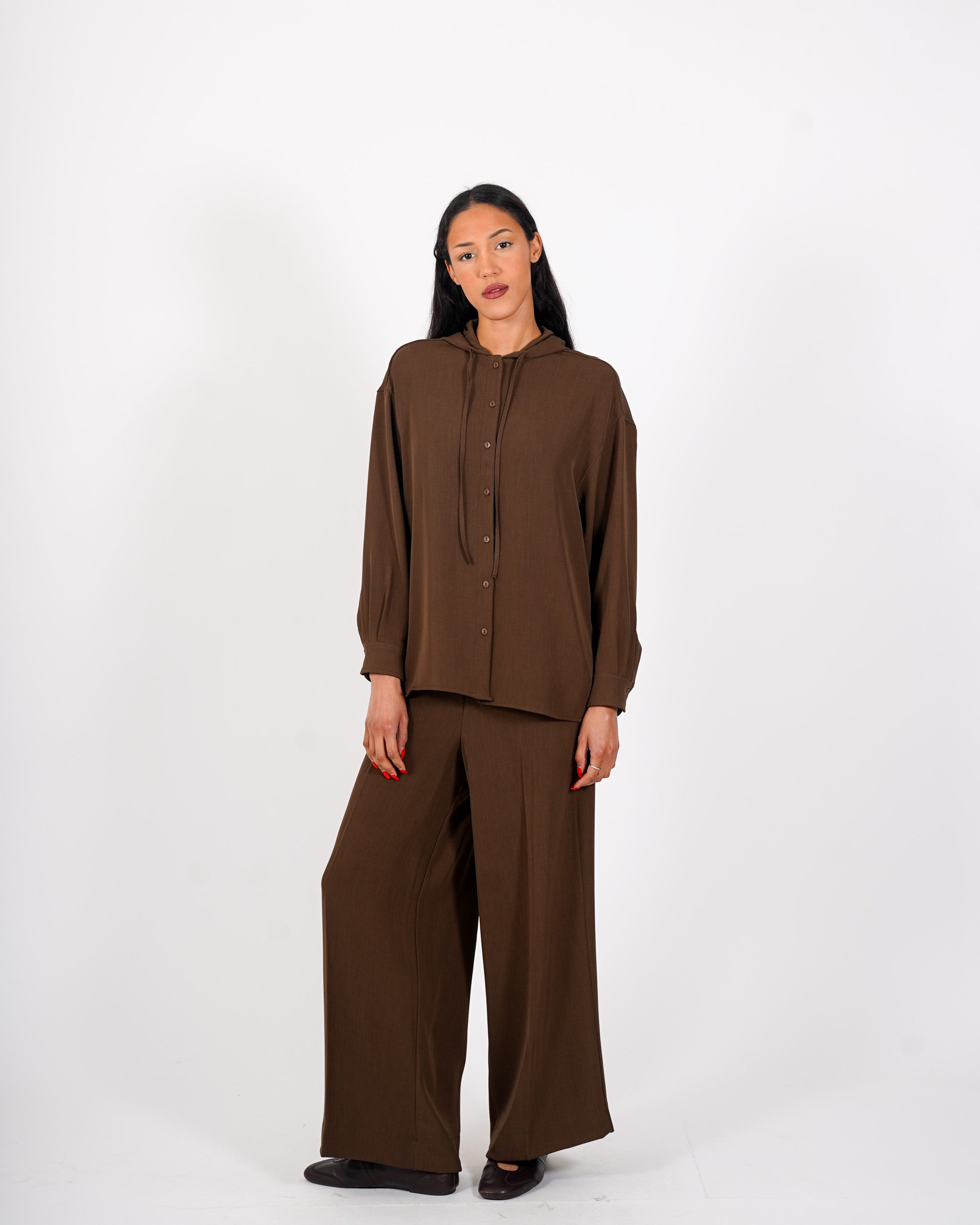 Pantaloni felpa con baschina e gamba larga - Gandolfa
