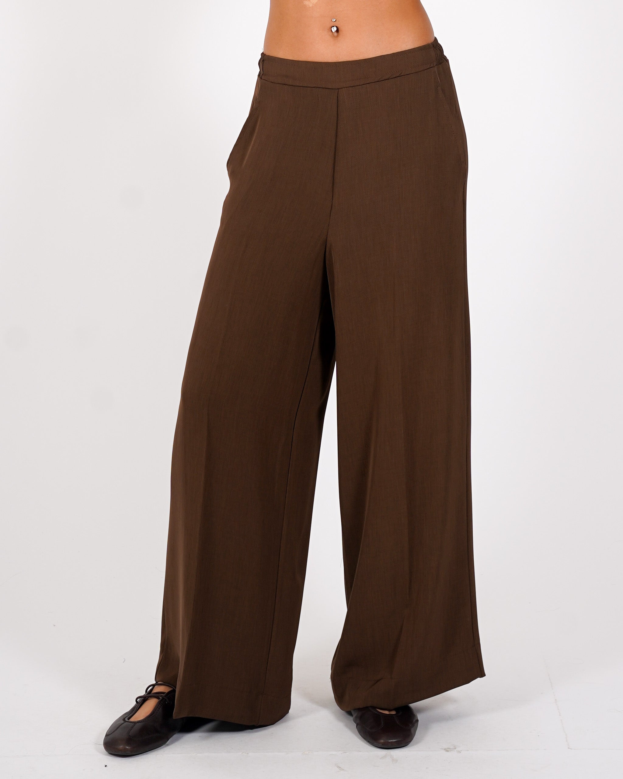 Pantaloni felpa con baschina e gamba larga - Gandolfa