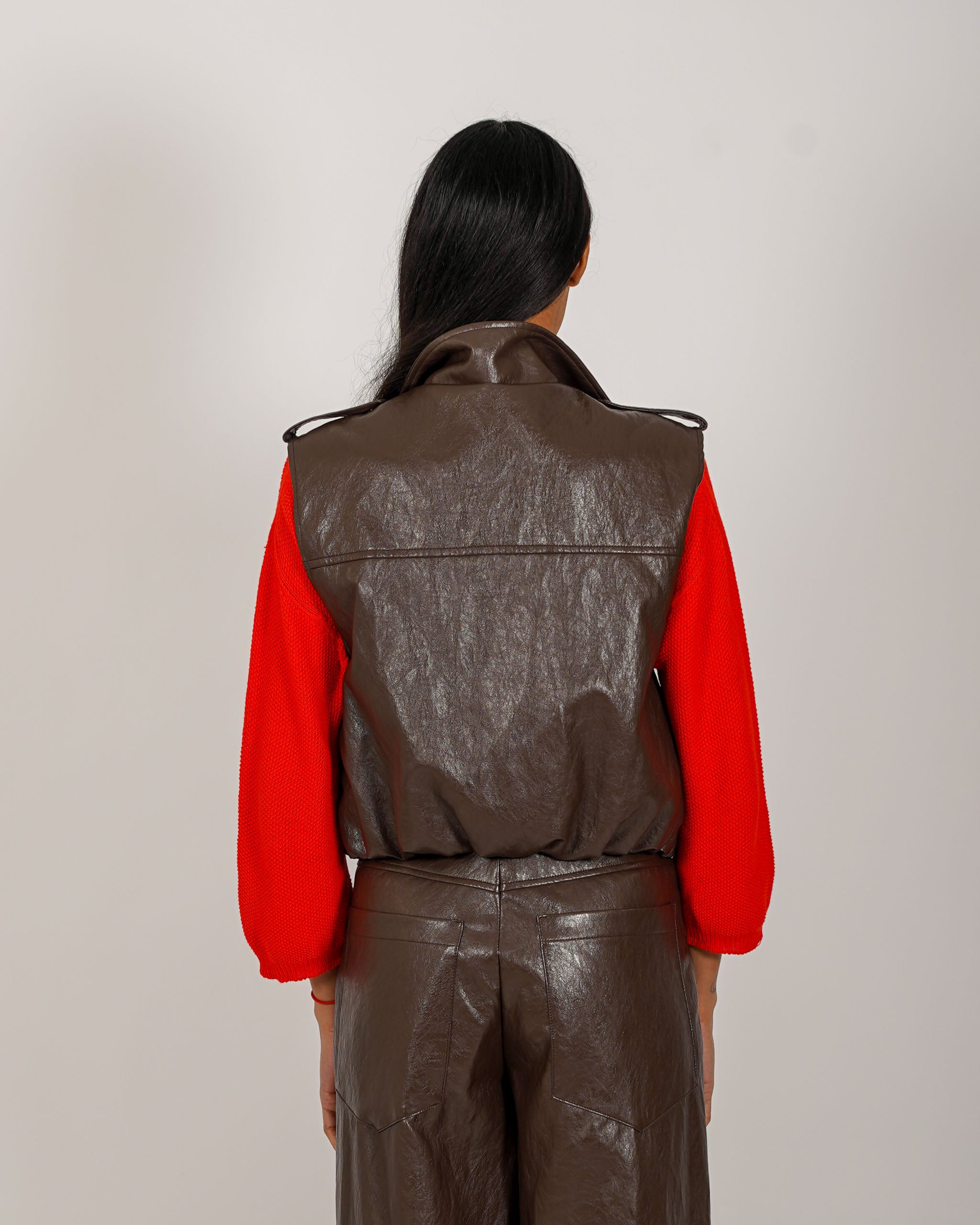 Gilet over in ecopelle stropicciata - Paladina