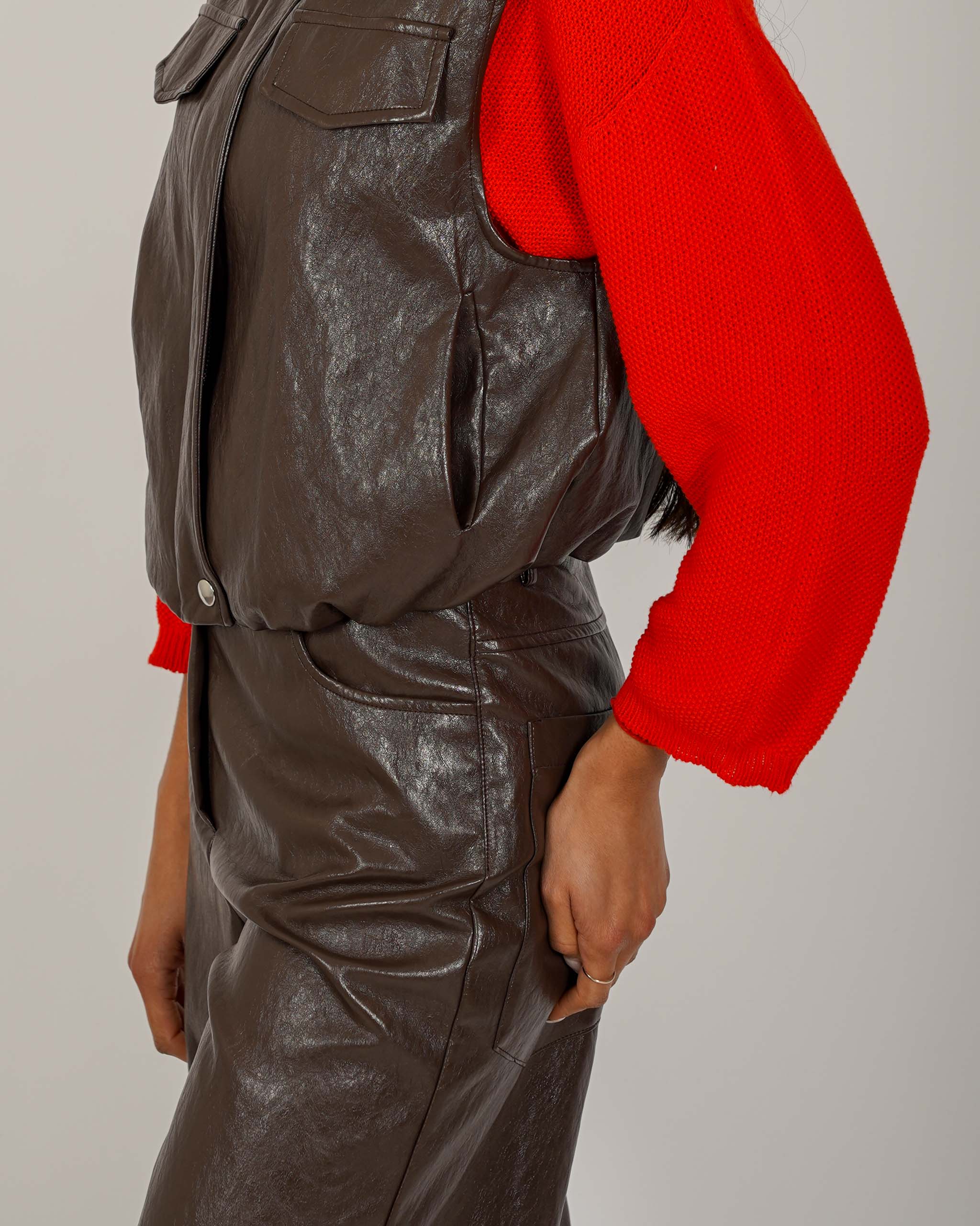 Gilet over in ecopelle stropicciata - Paladina