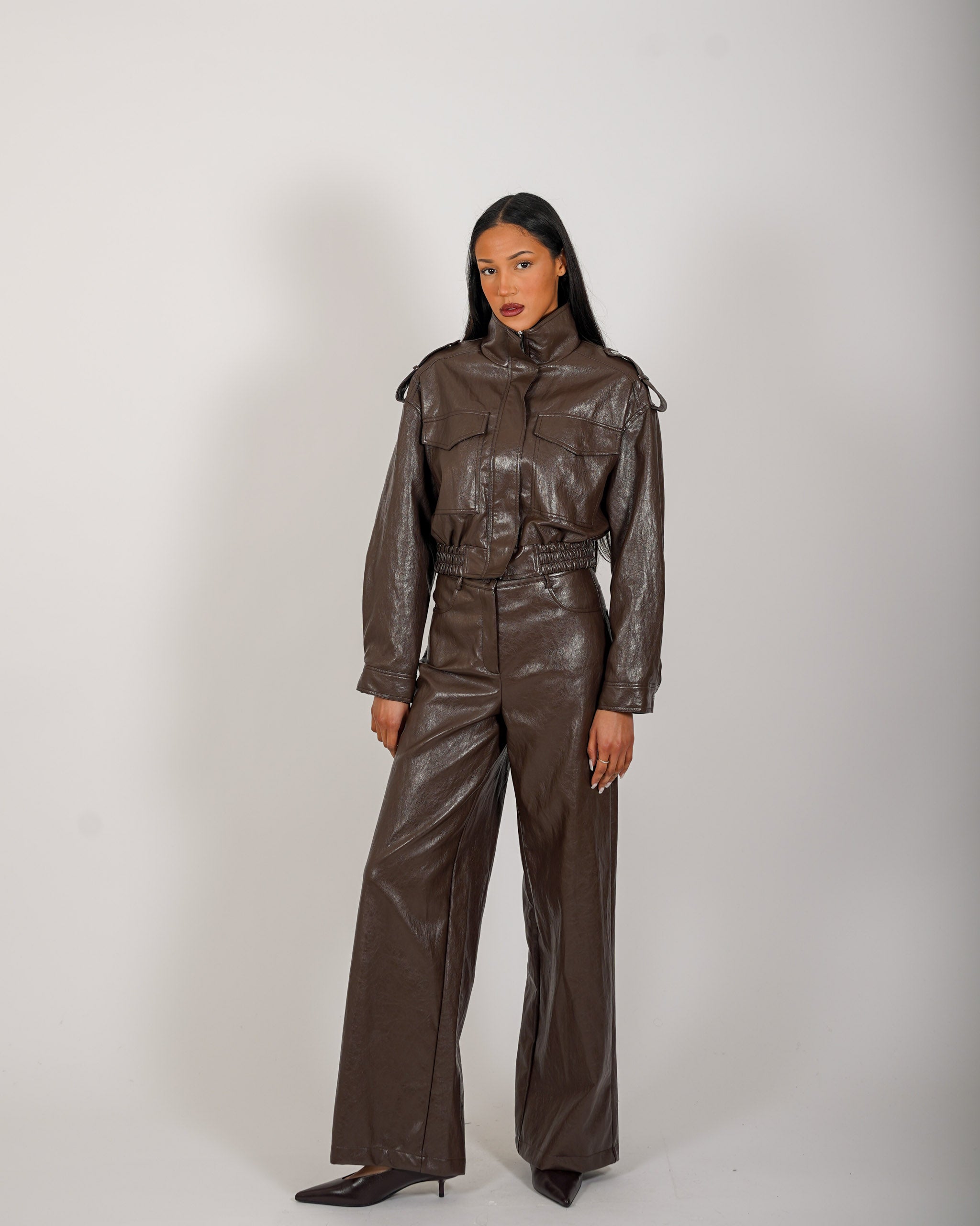 Bomber in ecopelle stropicciata - Pandolfa