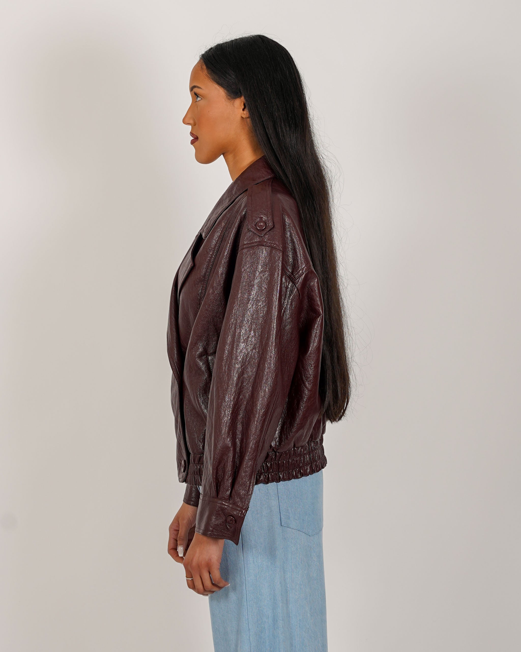 Bomber over in ecopelle stropicciata - Panfila