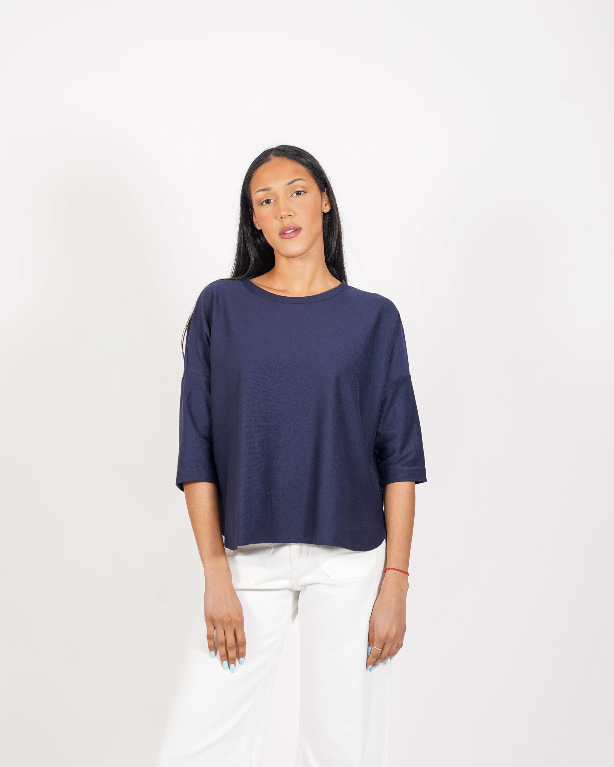 Felpa over girocollo asimmetrica in cotone - Terziana