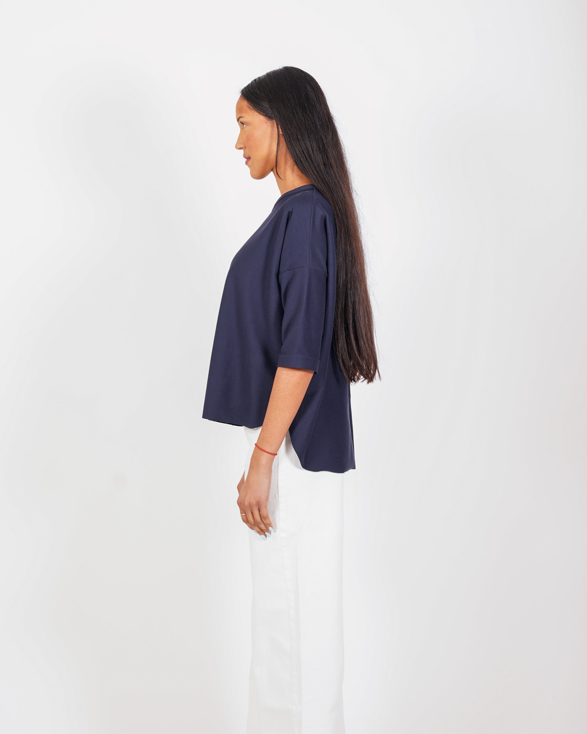 Felpa over girocollo asimmetrica in cotone - Terziana