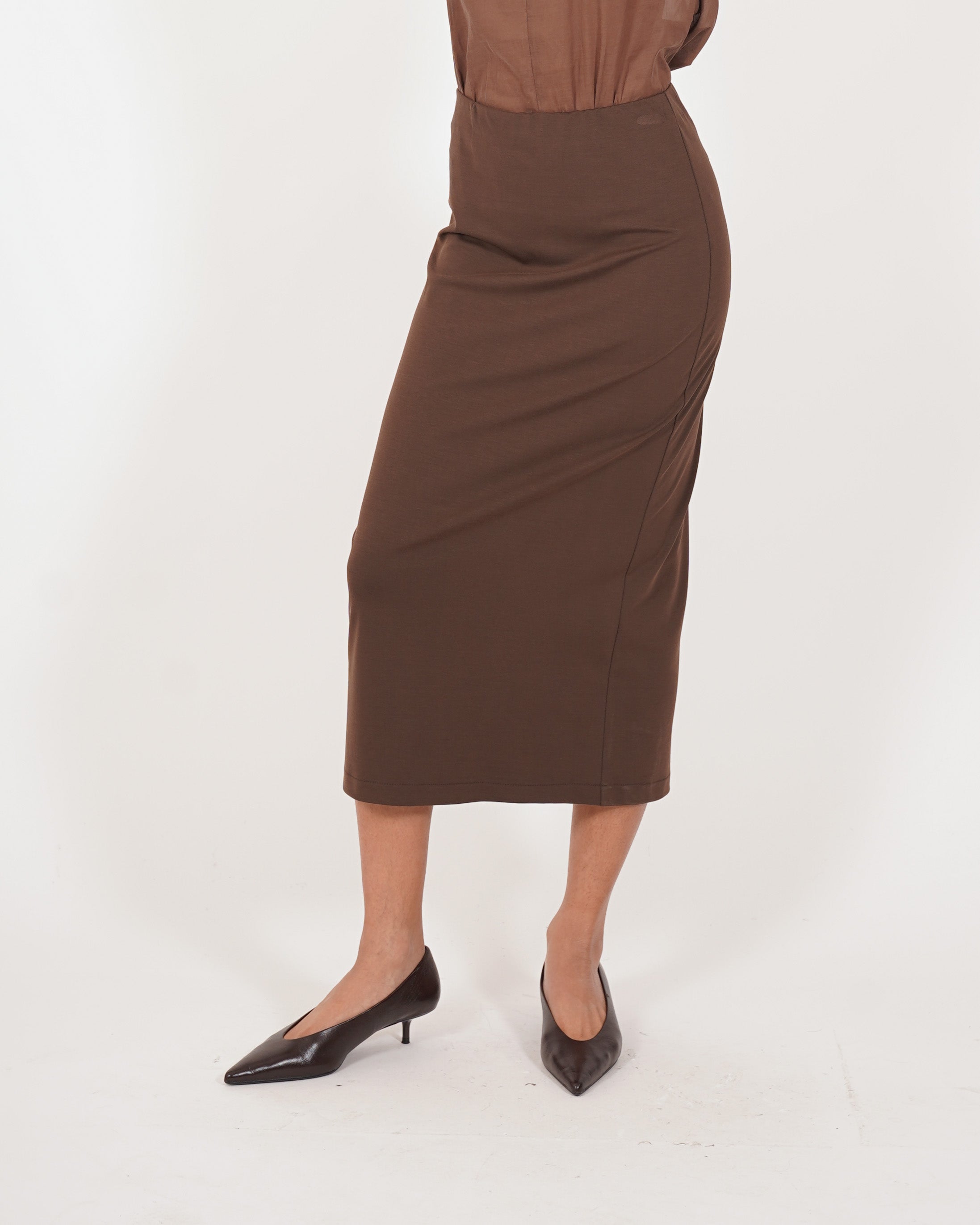 Gonna longuette con spacco in viscosa - Toscanella