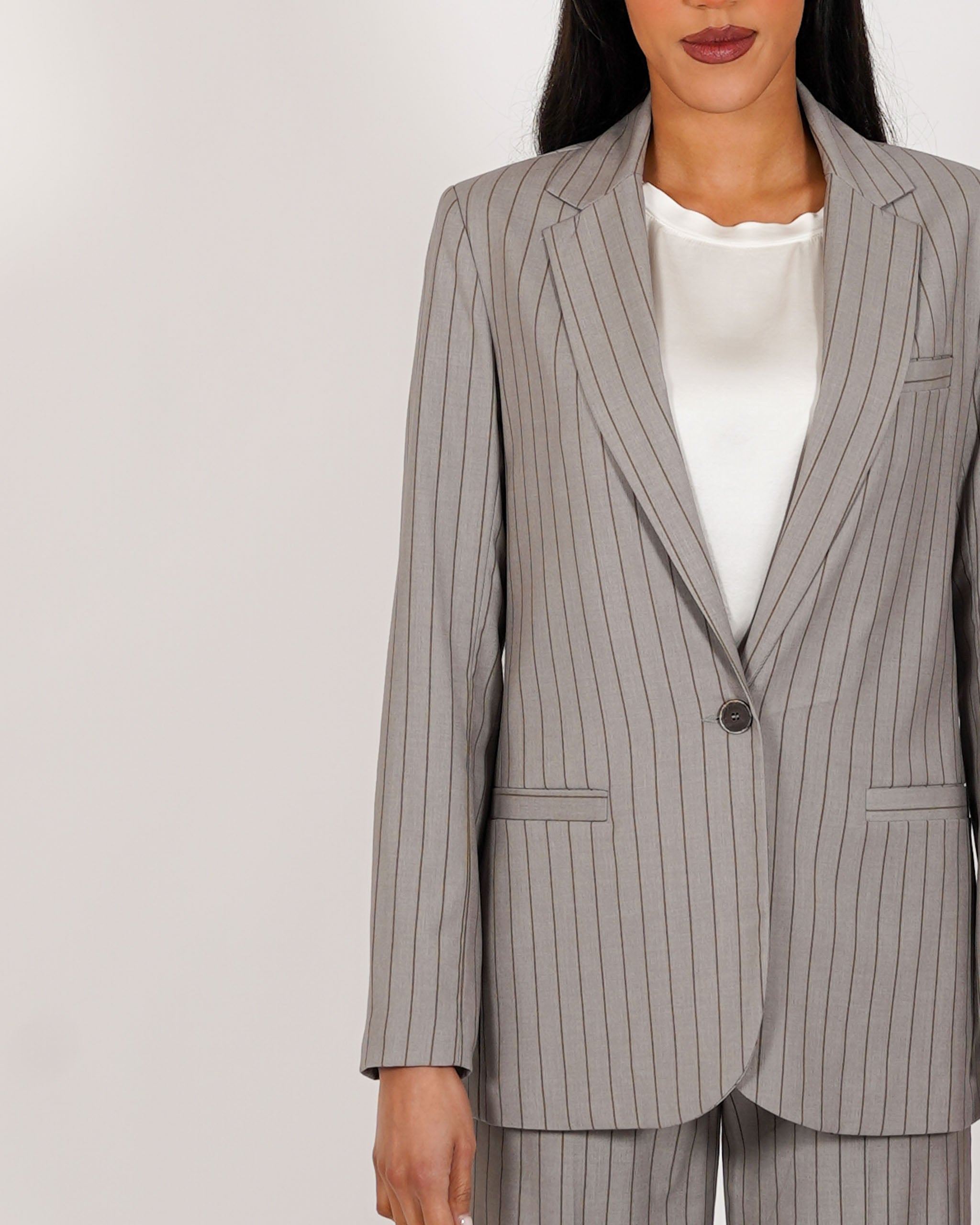 Giacca gessata monopetto in ecofibra - Isernia