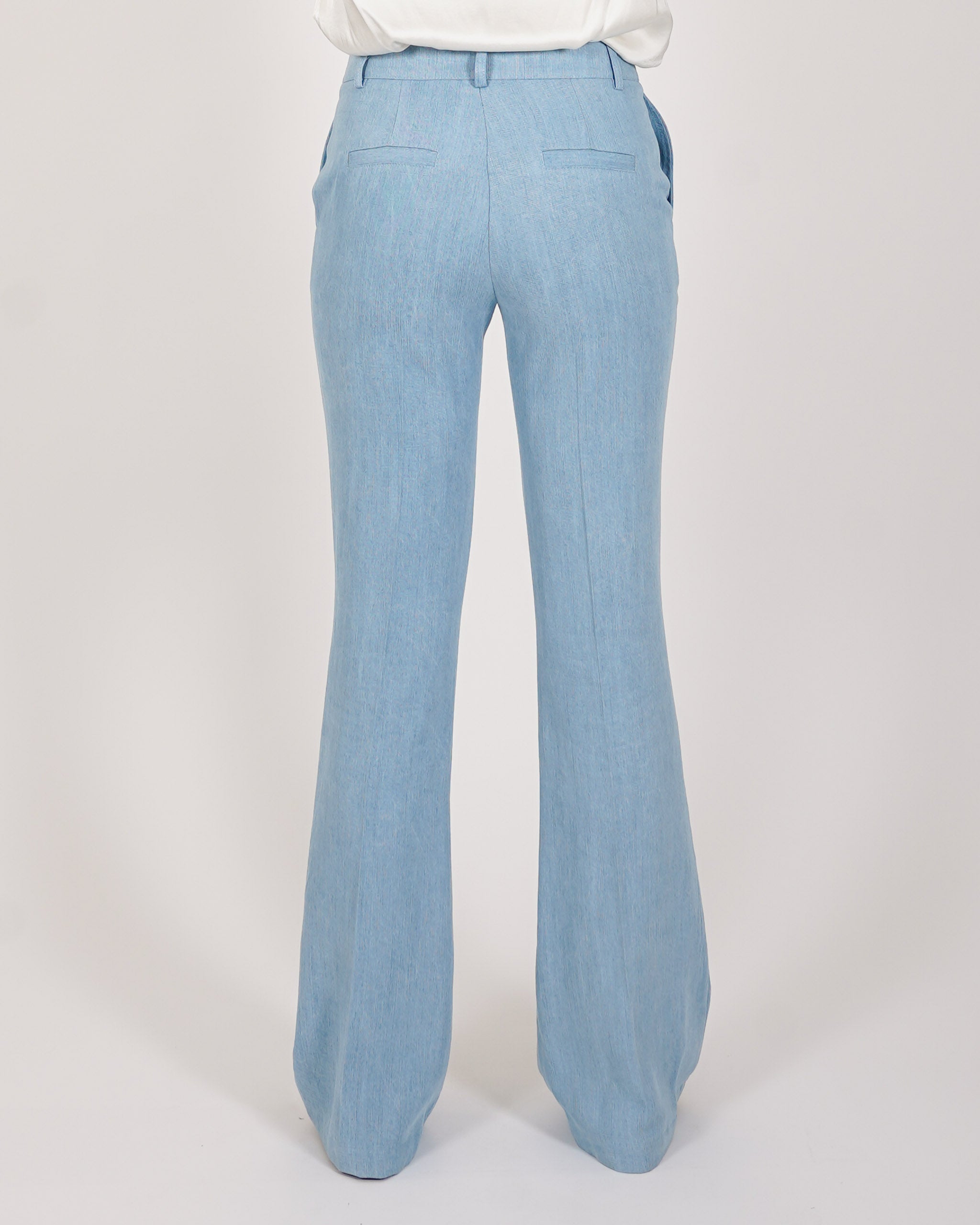 Jeans gamba larga con vita regolare in tessuto chambray - Fiera