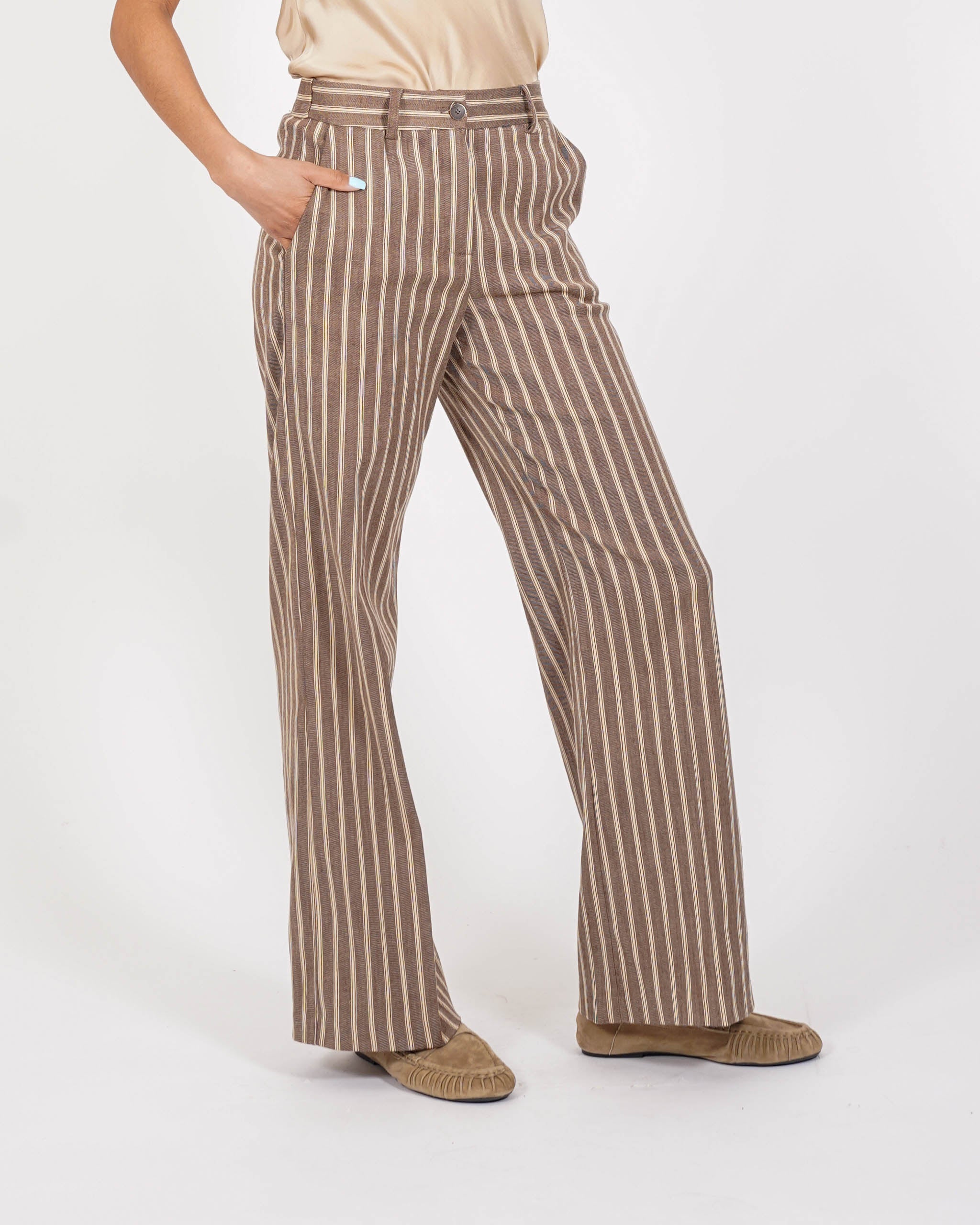 Pantaloni gamba larga gessata - Talanga