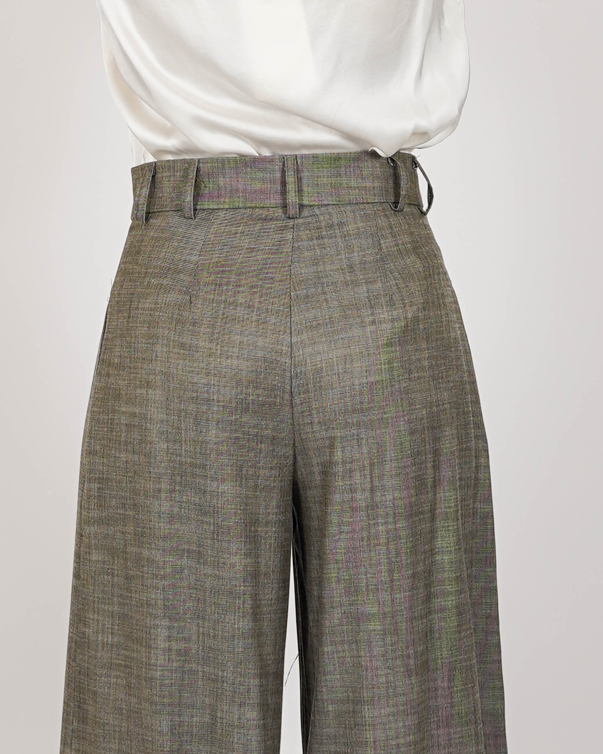 Pantaloni vita alta con pence e gamba larga in ecofibra - Formosa