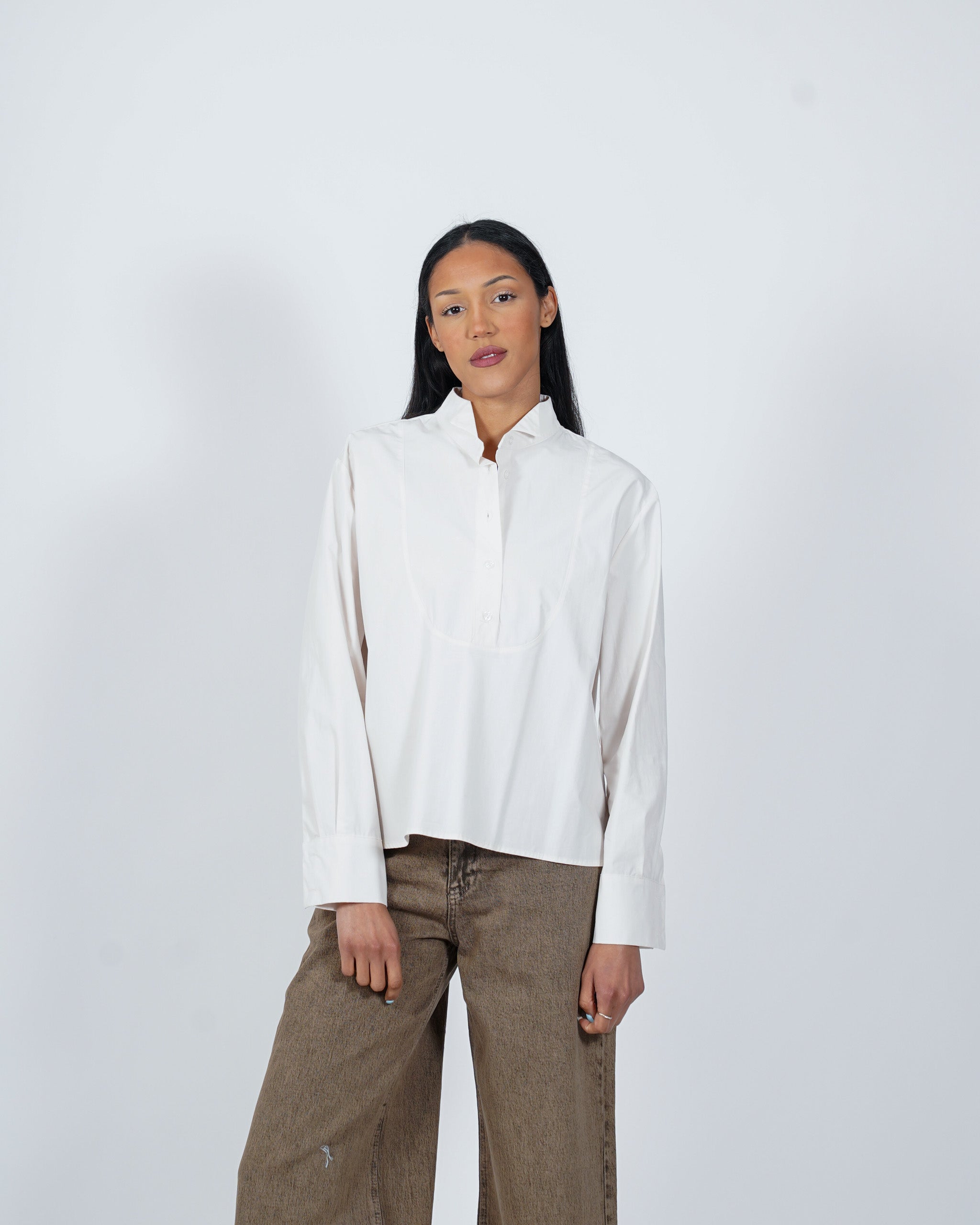 Camicia con dettagli frontali in cotone - Nebulosa