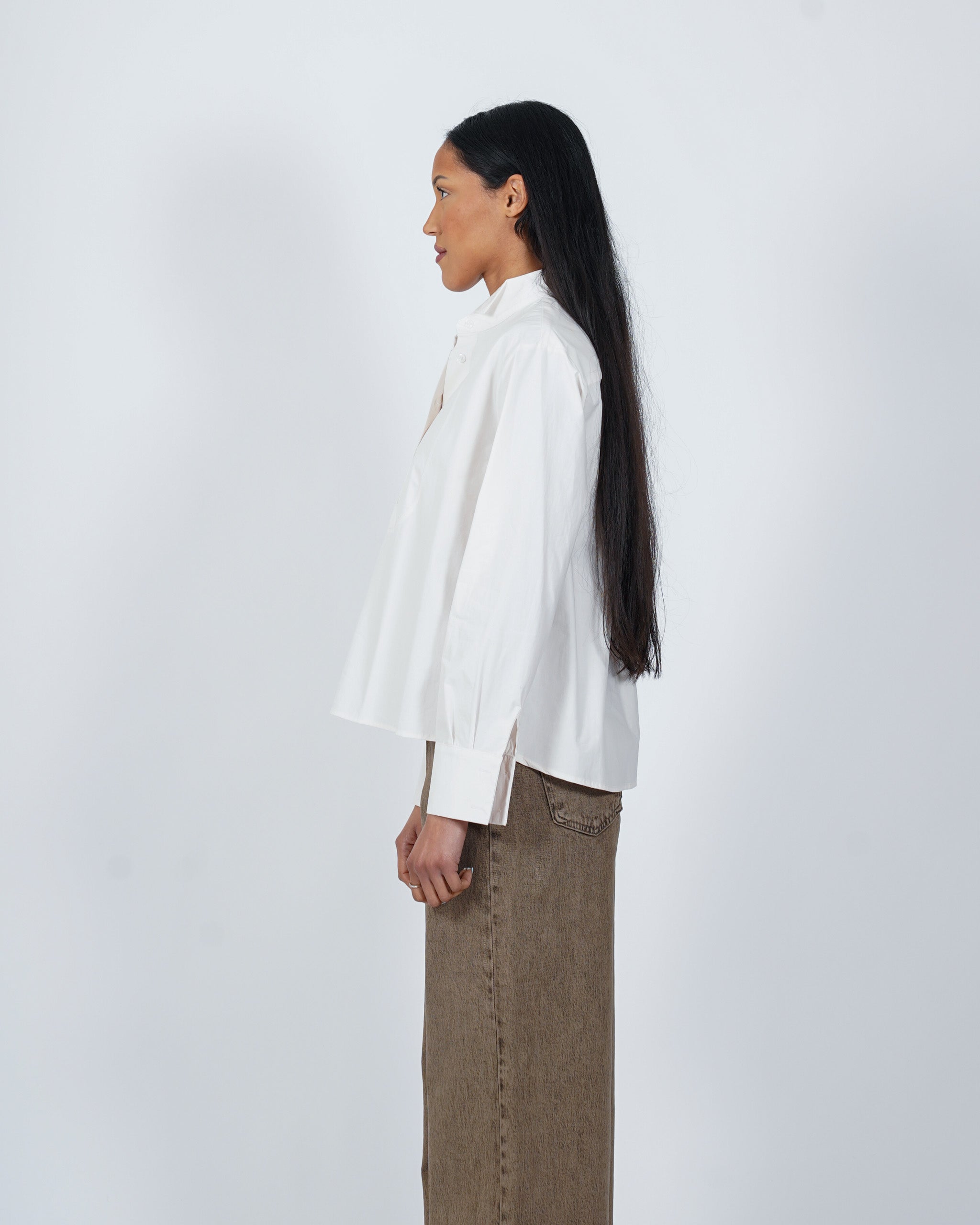 Camicia con dettagli frontali in cotone - Nebulosa