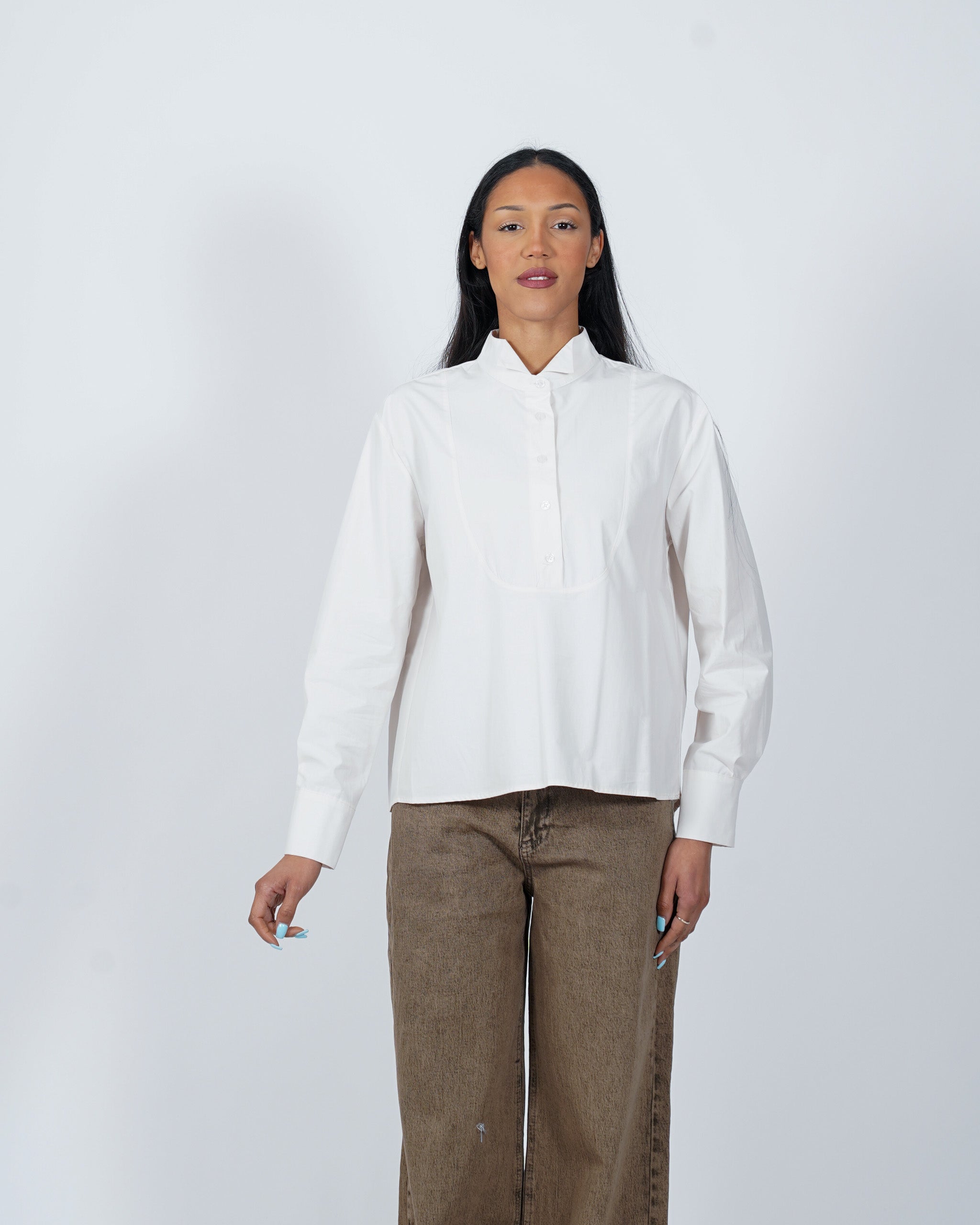Camicia con dettagli frontali in cotone - Nebulosa