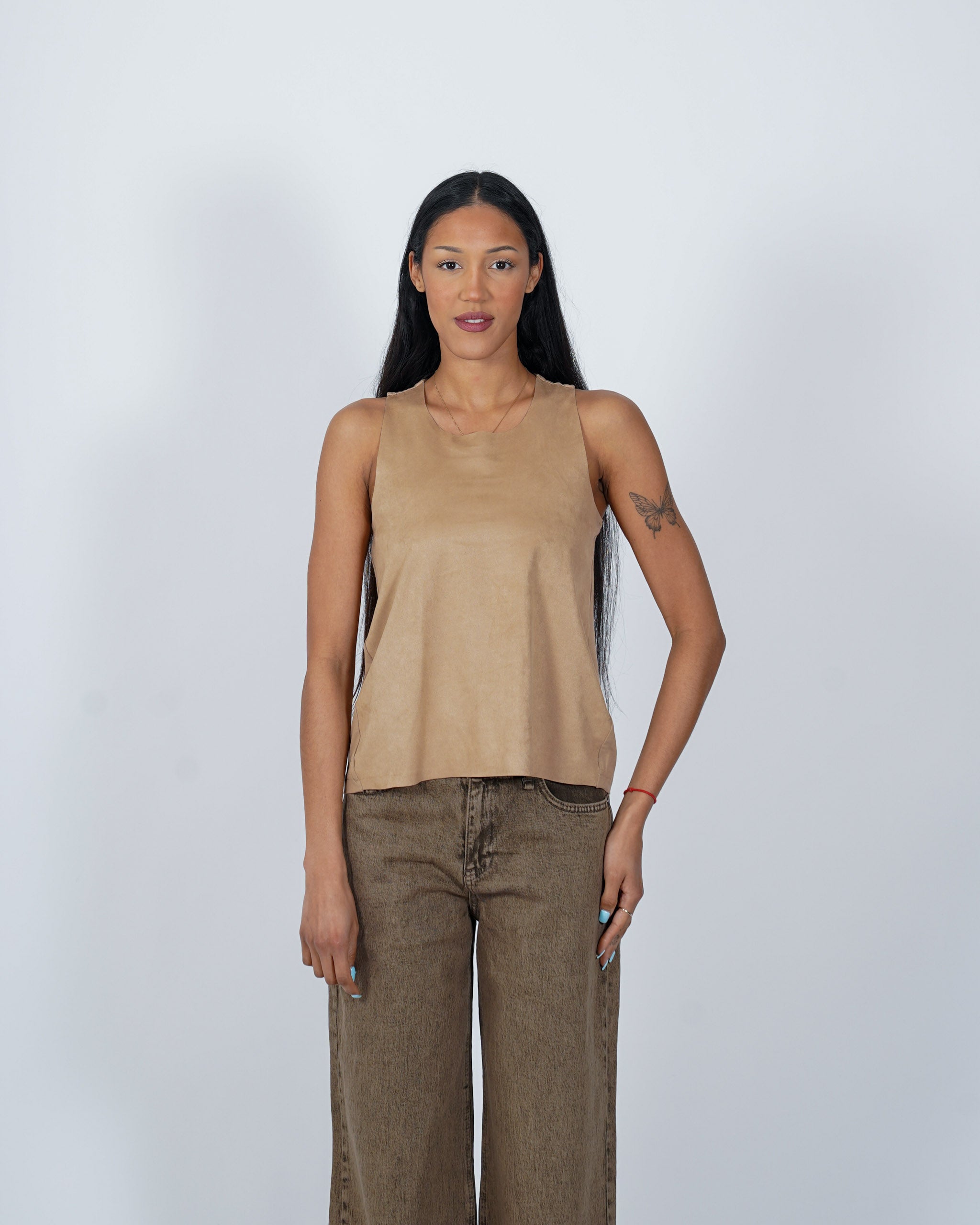 Canotta in ecocamoscio e viscosa - Genesia