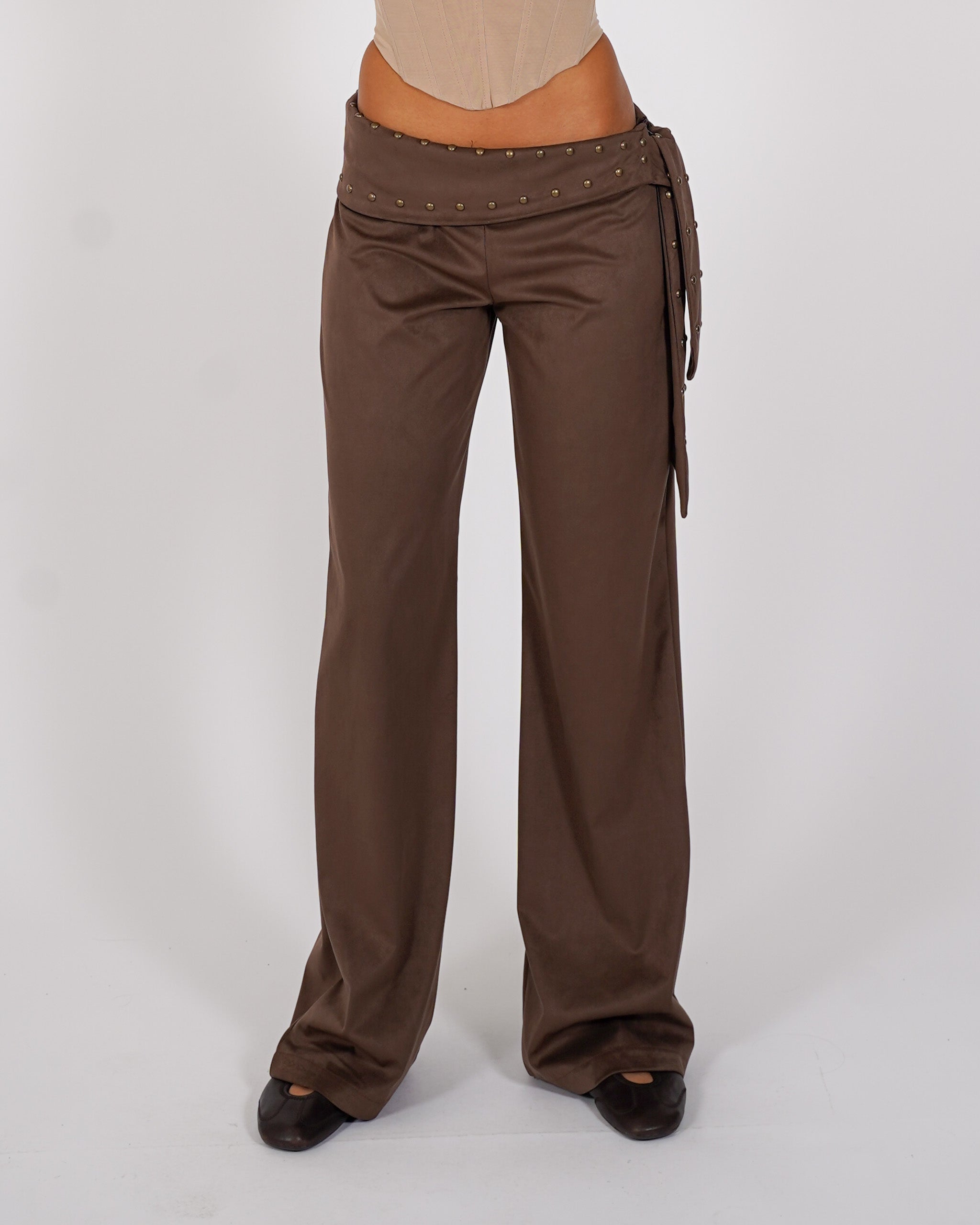 Pantaloni con cinture in ecocamoscio - Baldina