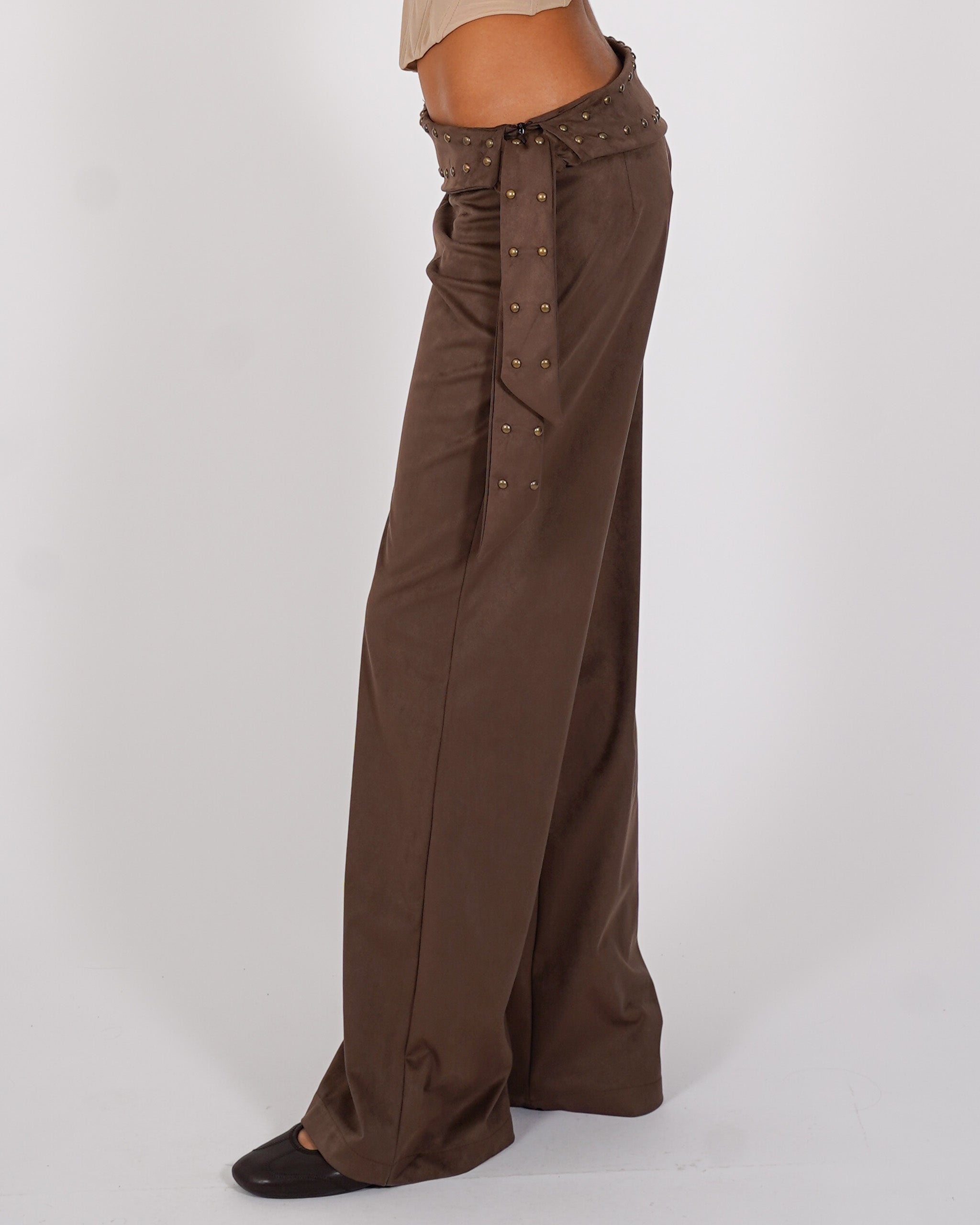 Pantaloni con cinture in ecocamoscio - Baldina