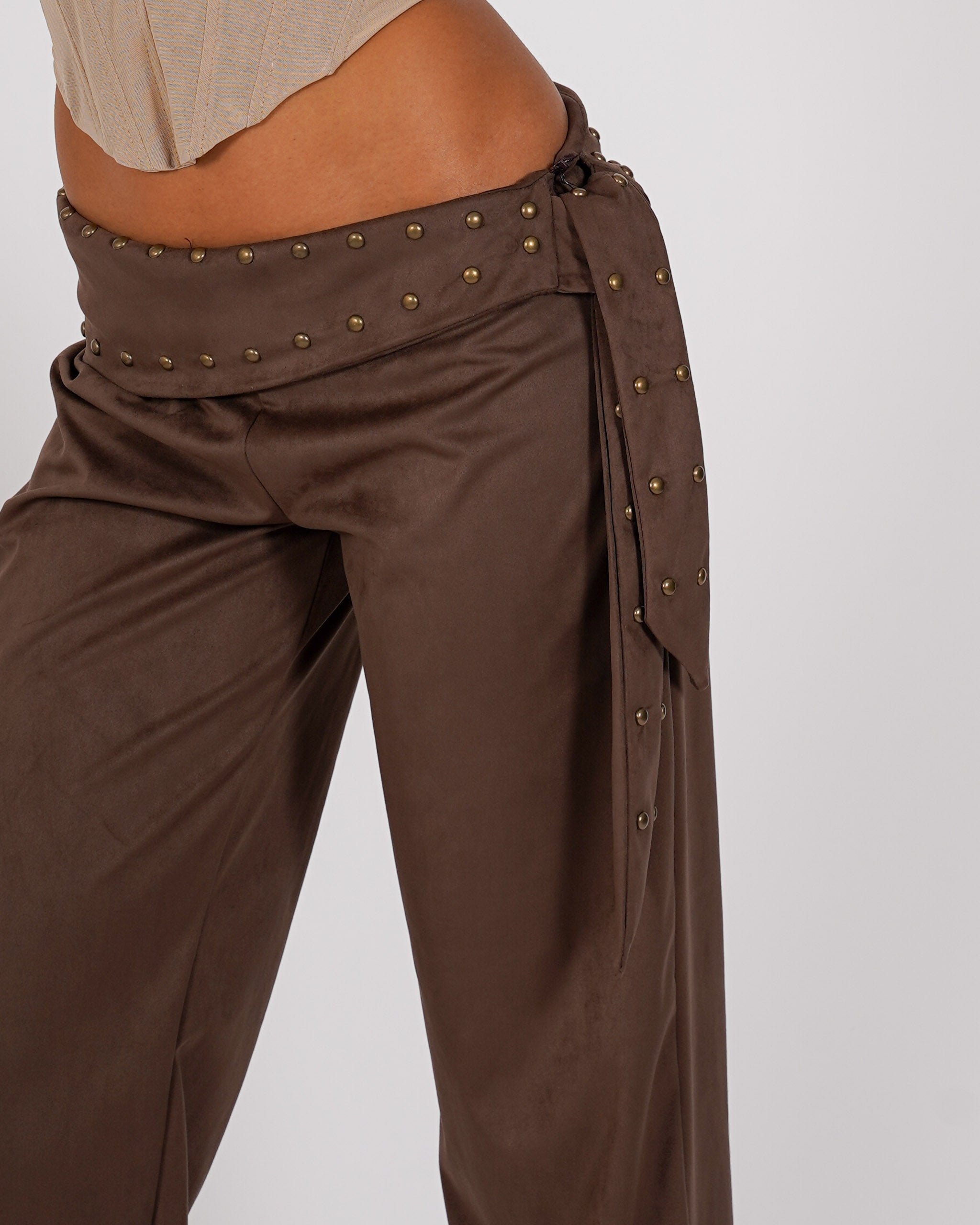 Pantaloni con cinture in ecocamoscio - Baldina