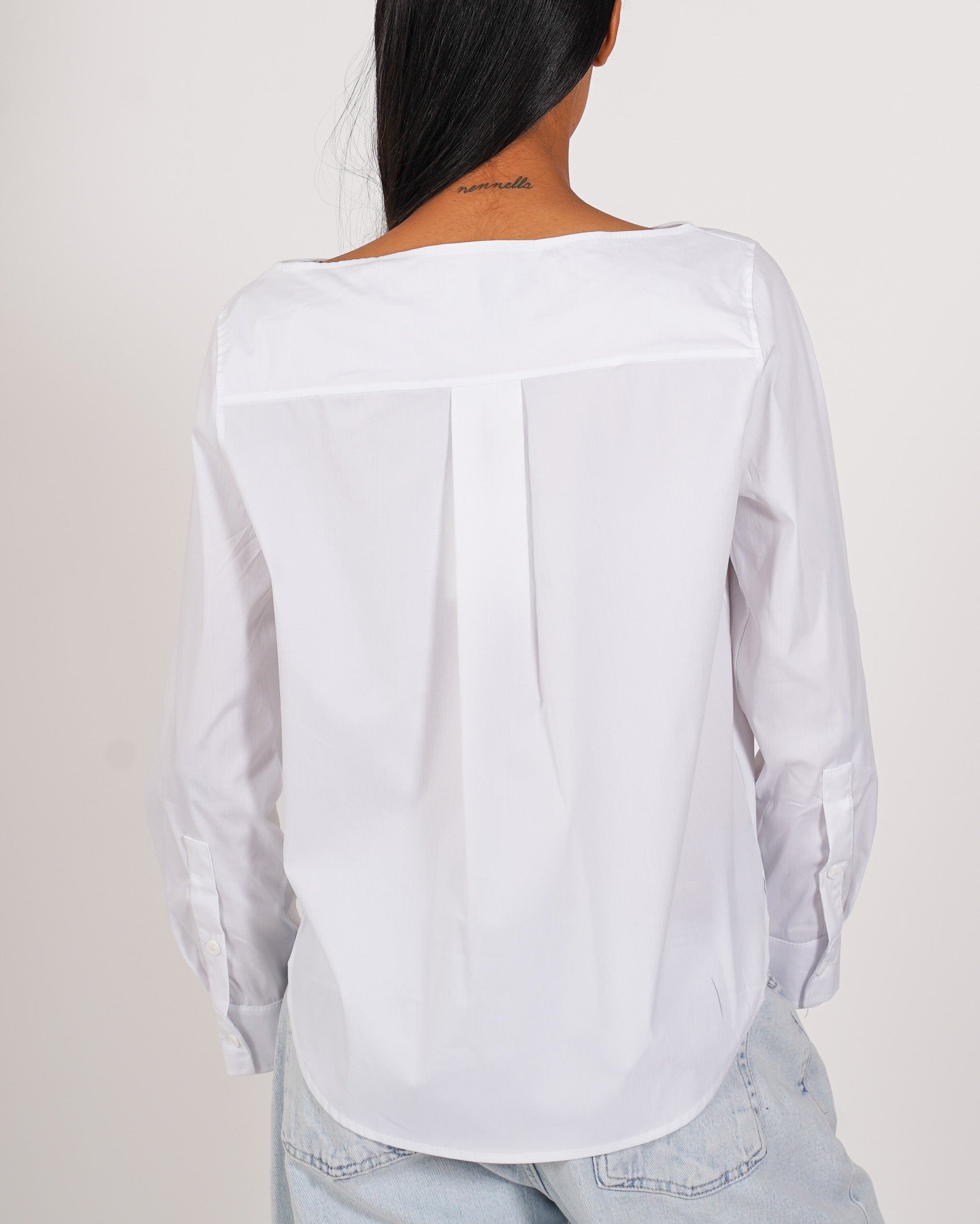 Camicia scollo a barca in misto cotone - Banner