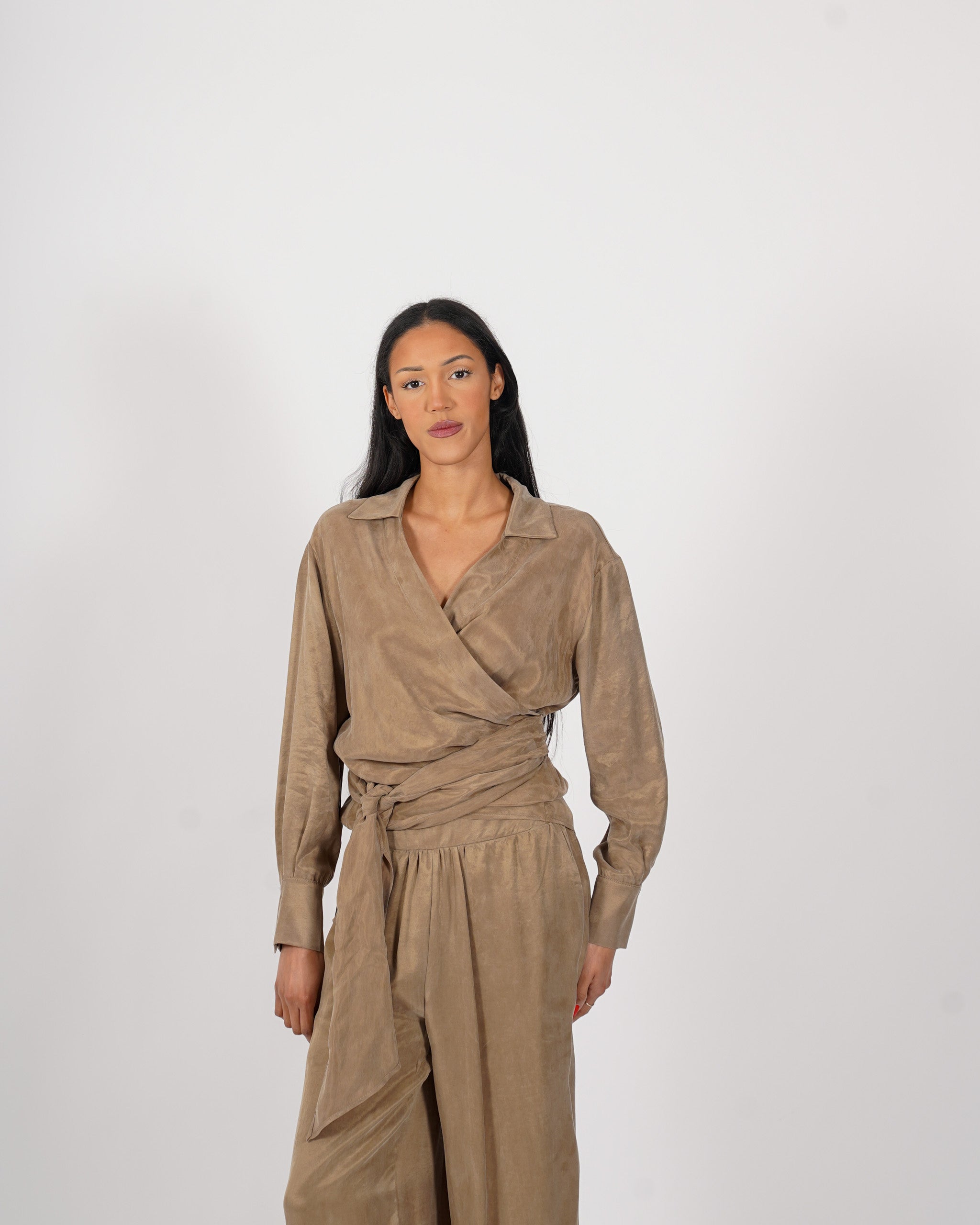 Blusa ad incrocio in tessuto fluido con Fiocco - Bonafede