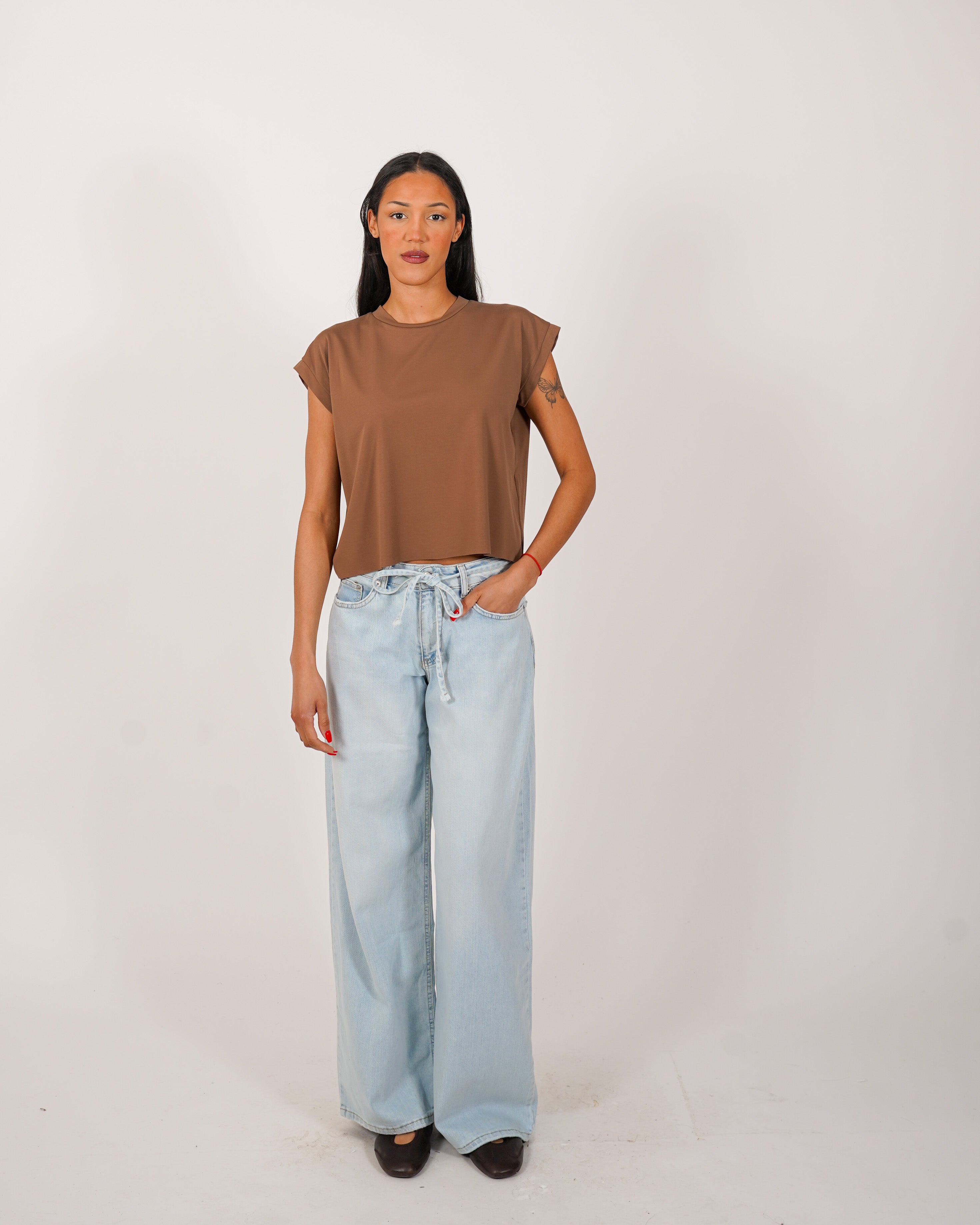 Jeans balloon fit con coulisse in tela denim - Urgente