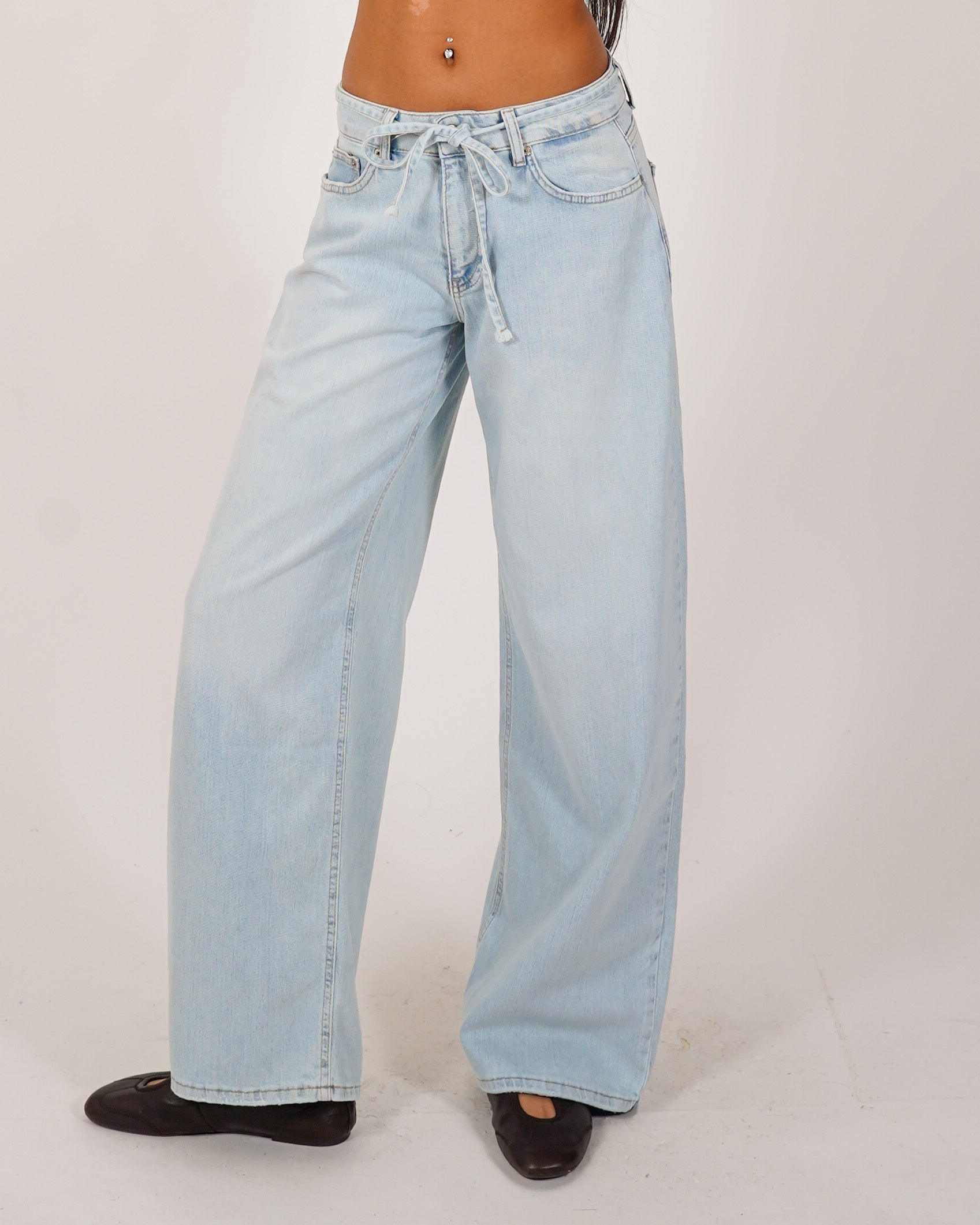 Jeans balloon fit con coulisse in tela denim - Urgente