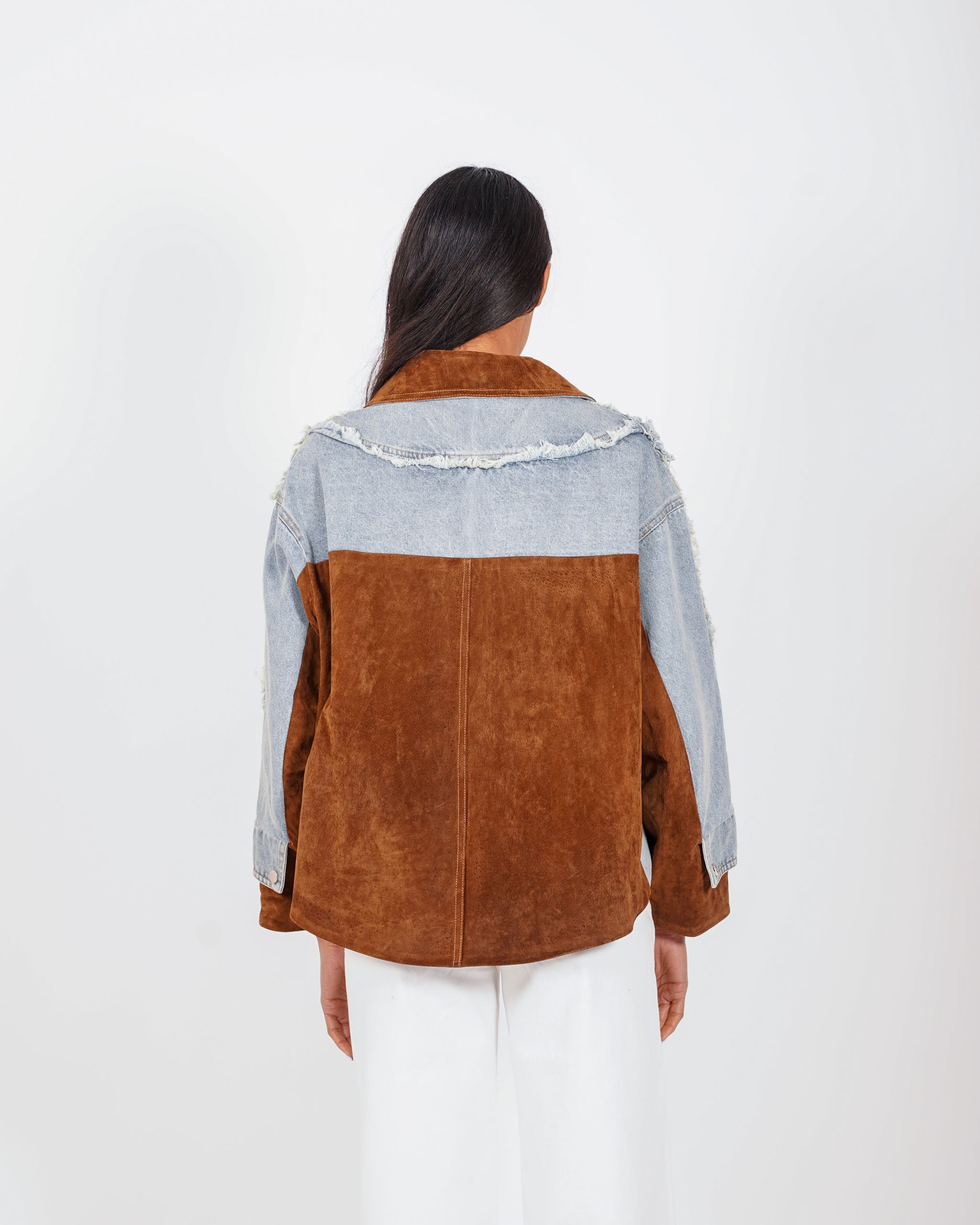 Giacca jeans con inserti in ecocamoscio - Siria