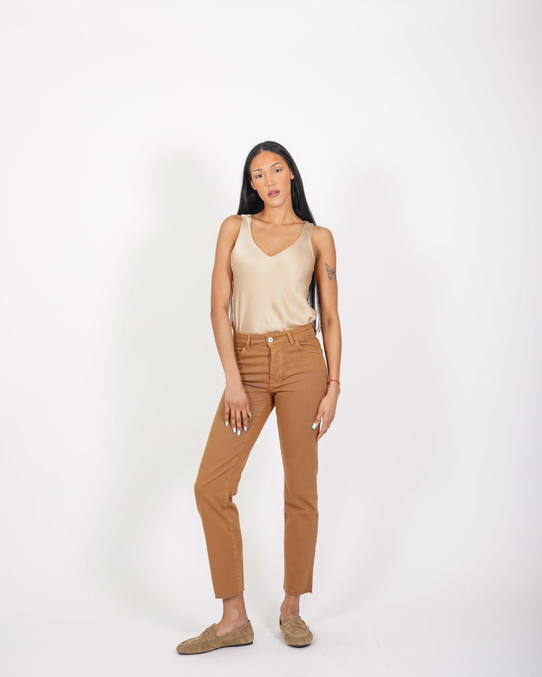 Pantaloni cropped slim fit in cotone - Zenone