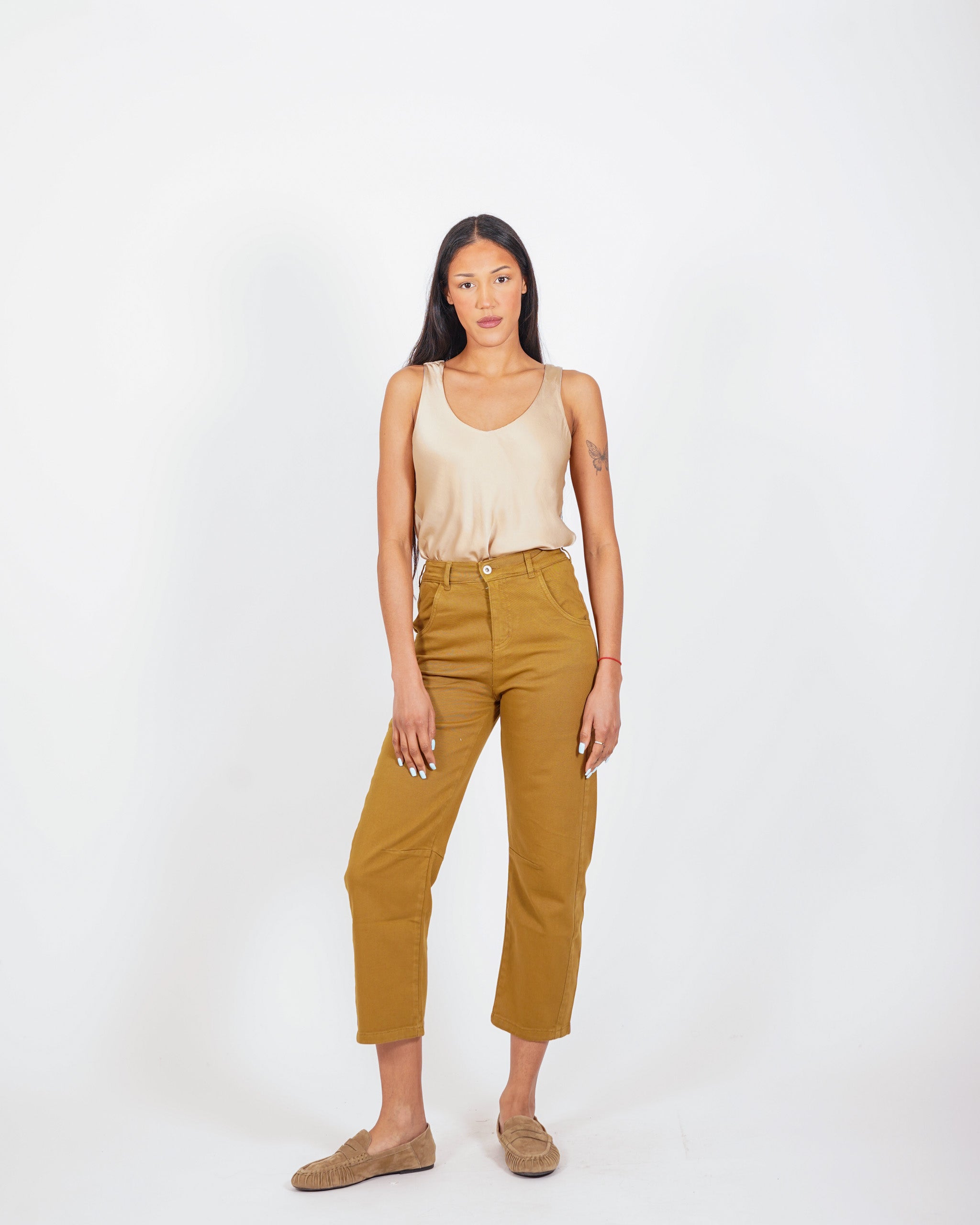Pantaloni cropped taglio jeans in cotone - Paolina