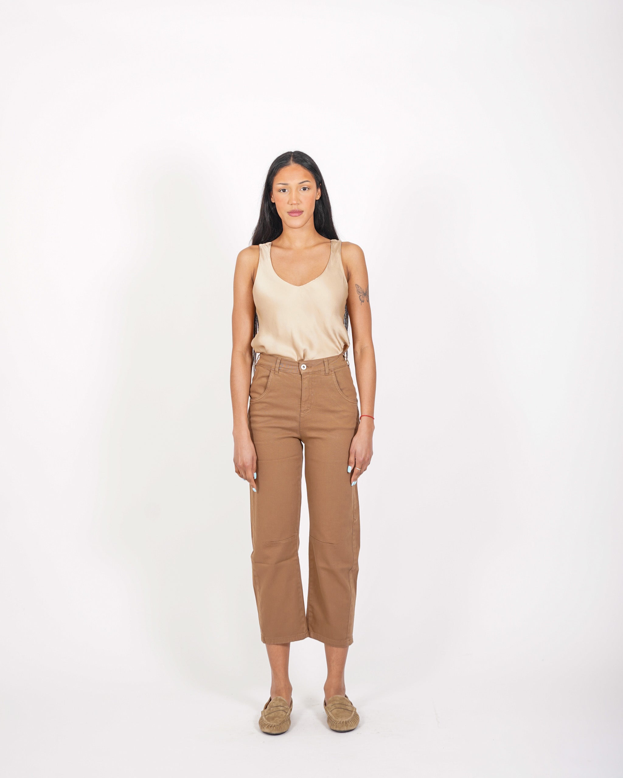 Pantaloni cropped taglio jeans in cotone - Paolina