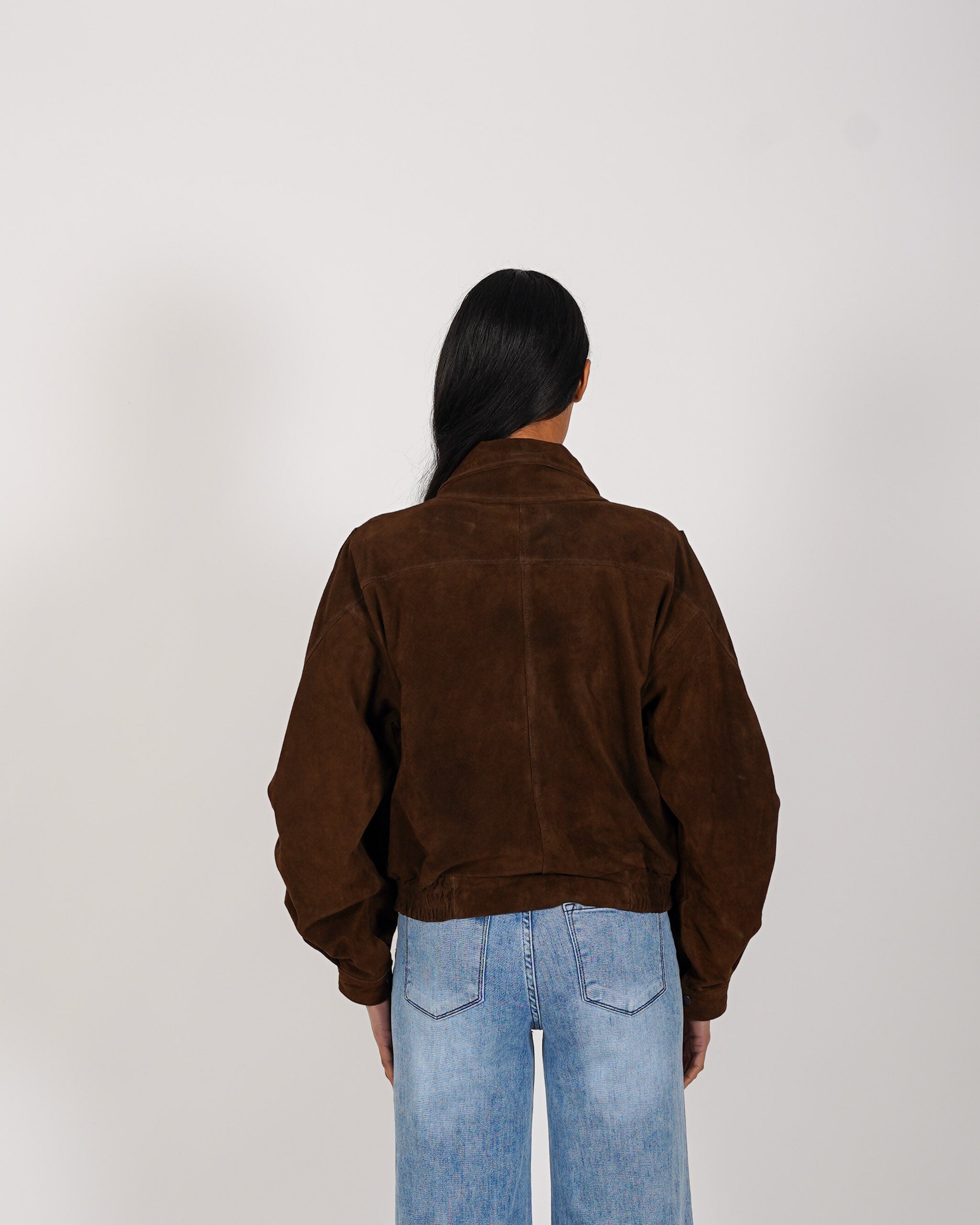 Bomber over in crosta vintage con maniche goffrate - Sirica