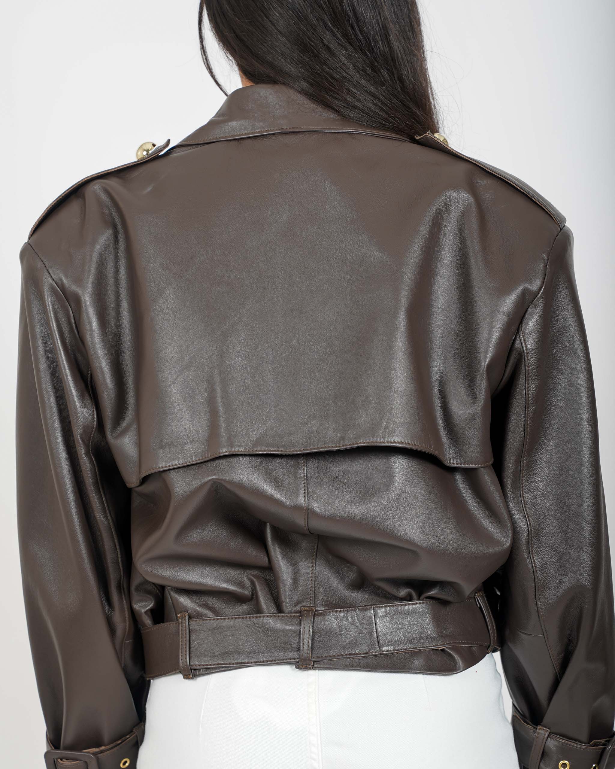 Bomber doppio petto con cintura in pelle - Malene