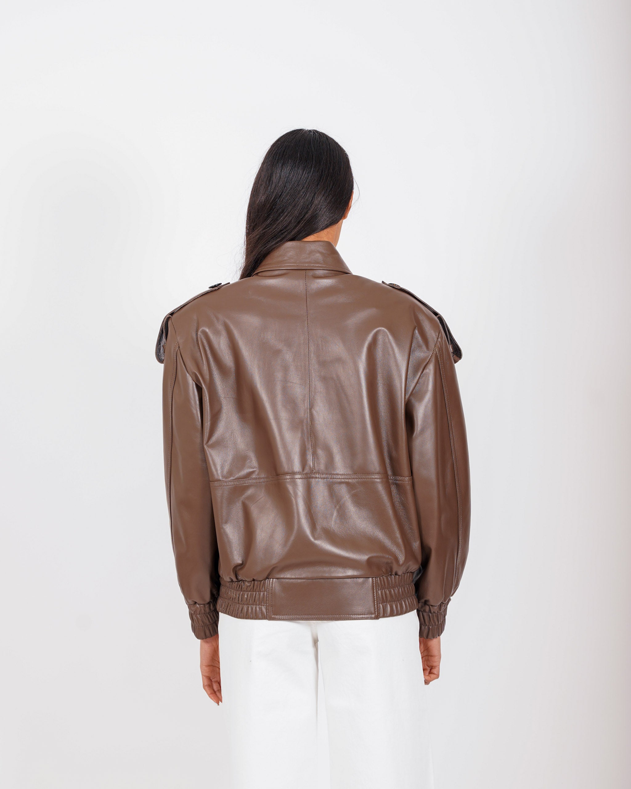Bomber over con zip in pelle - Gabrielle/P