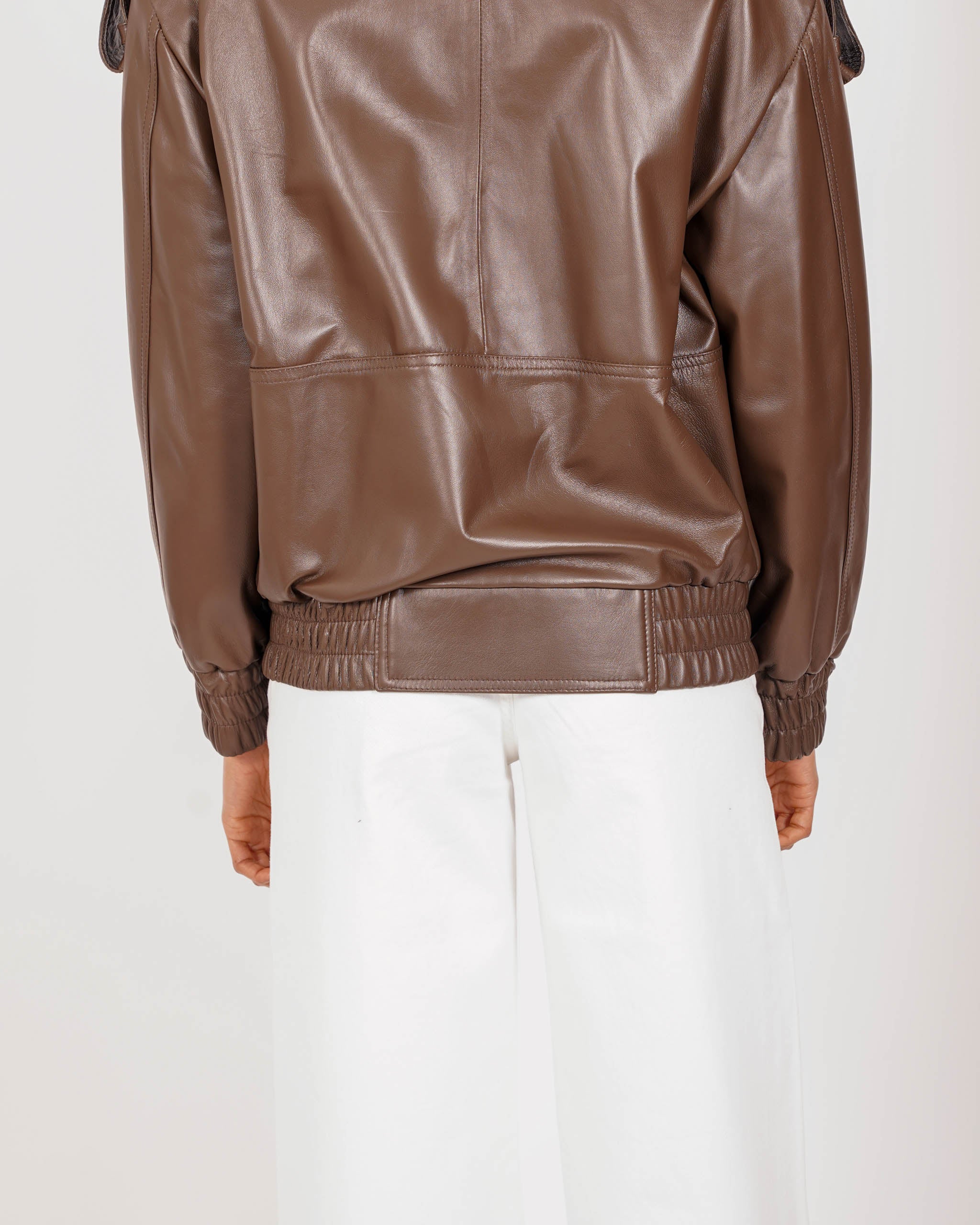 Bomber over con zip in pelle - Gabrielle/P