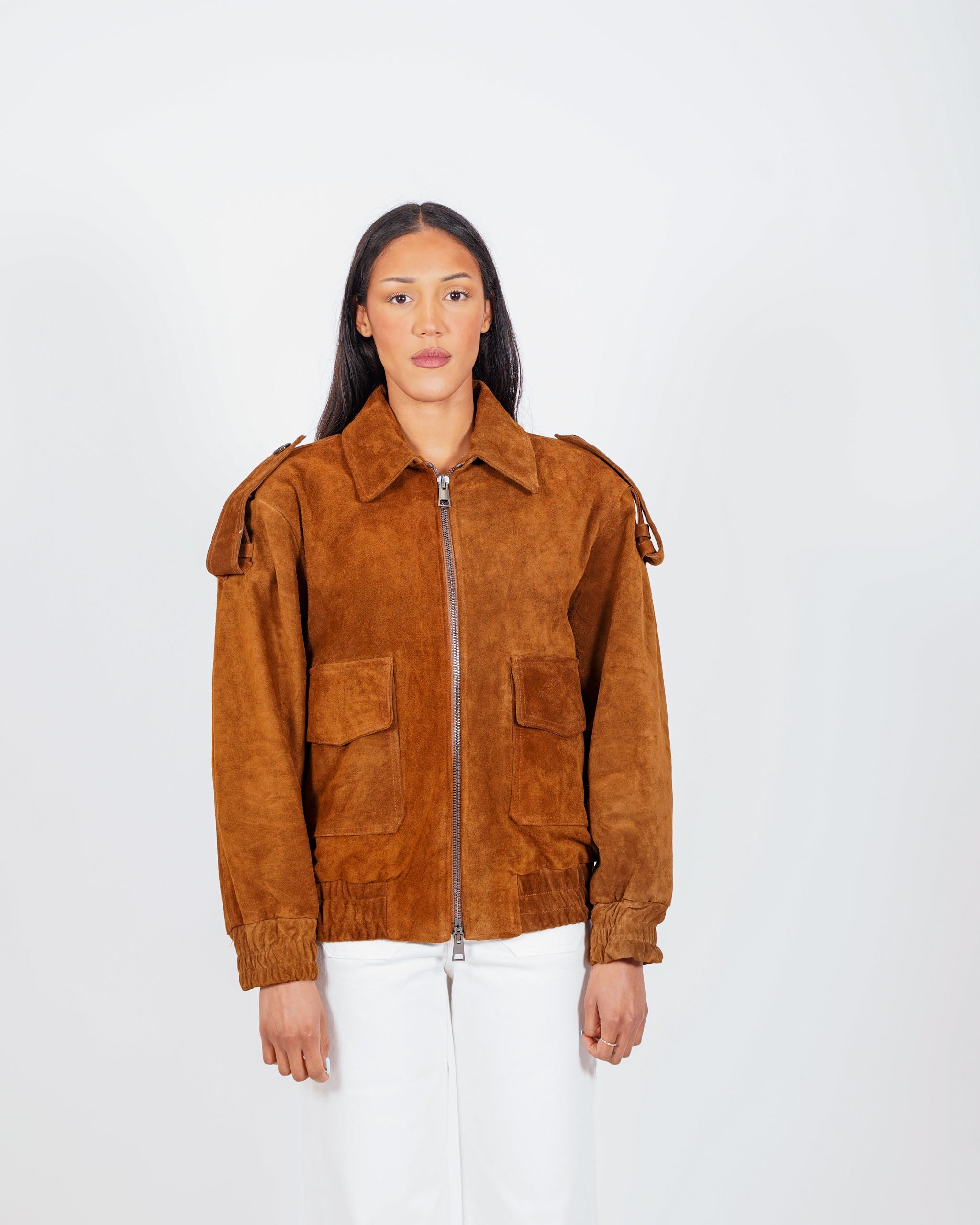 Bomber over con zip in pelle - Gabrielle/P