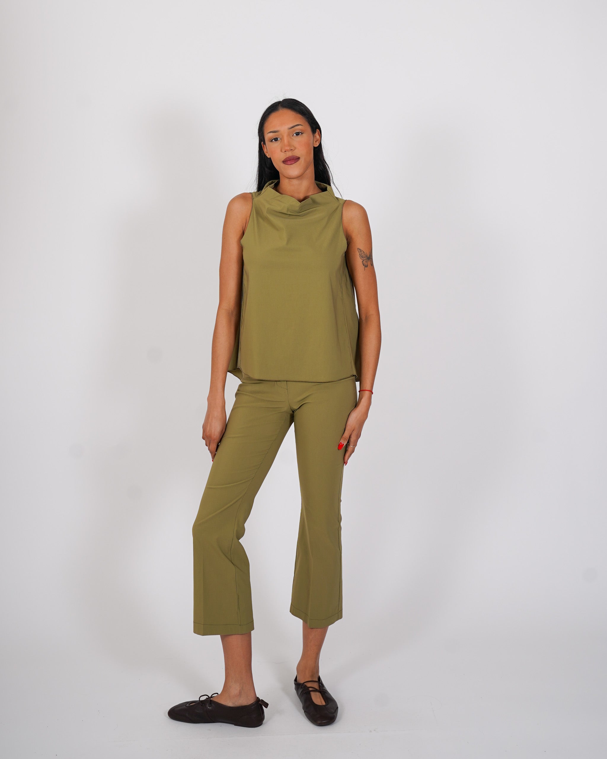 Blusa smanicata in bengalina stretch - Tricella