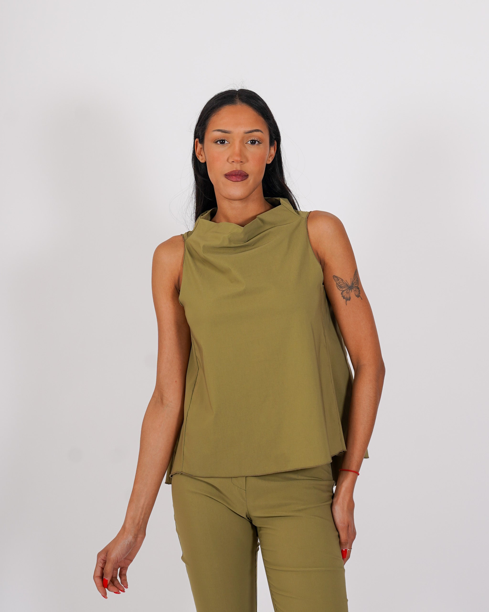 Blusa smanicata in bengalina stretch - Tricella