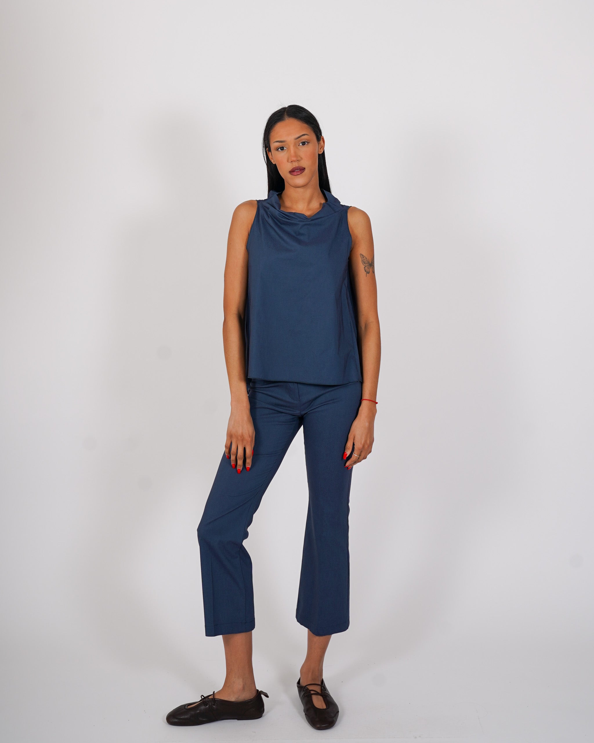 Blusa smanicata in bengalina stretch - Tricella