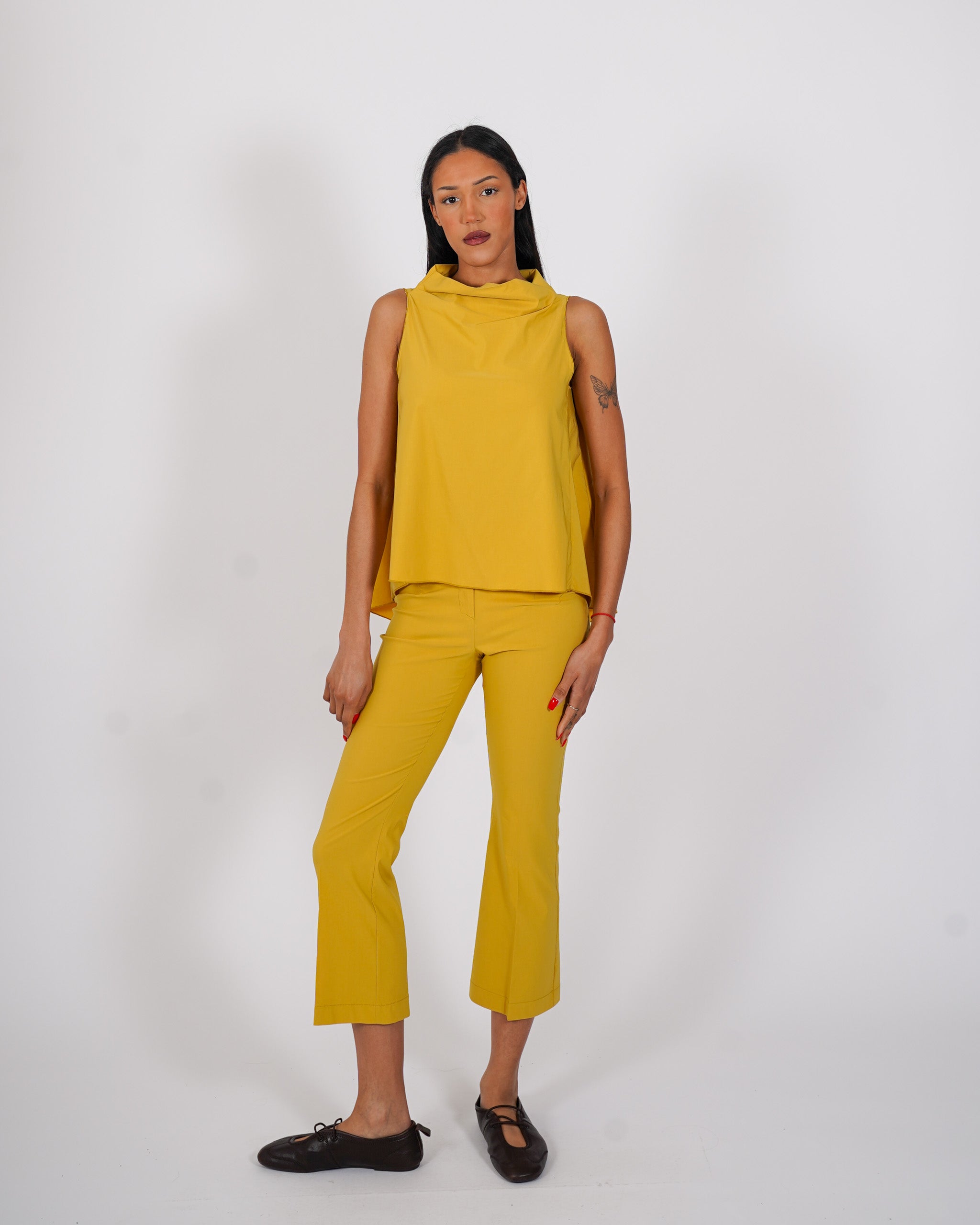Blusa smanicata in bengalina stretch - Tricella