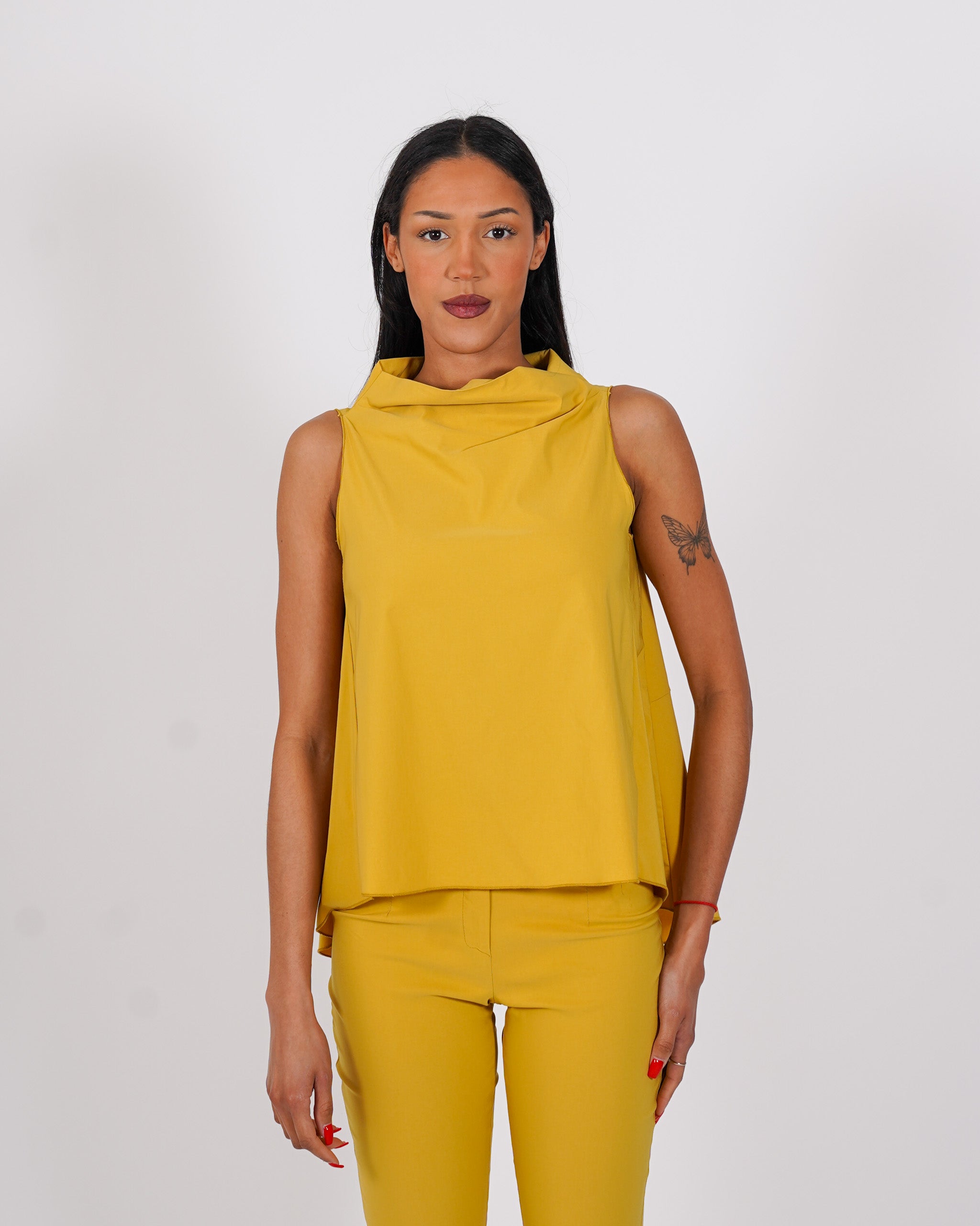 Blusa smanicata in bengalina stretch - Tricella