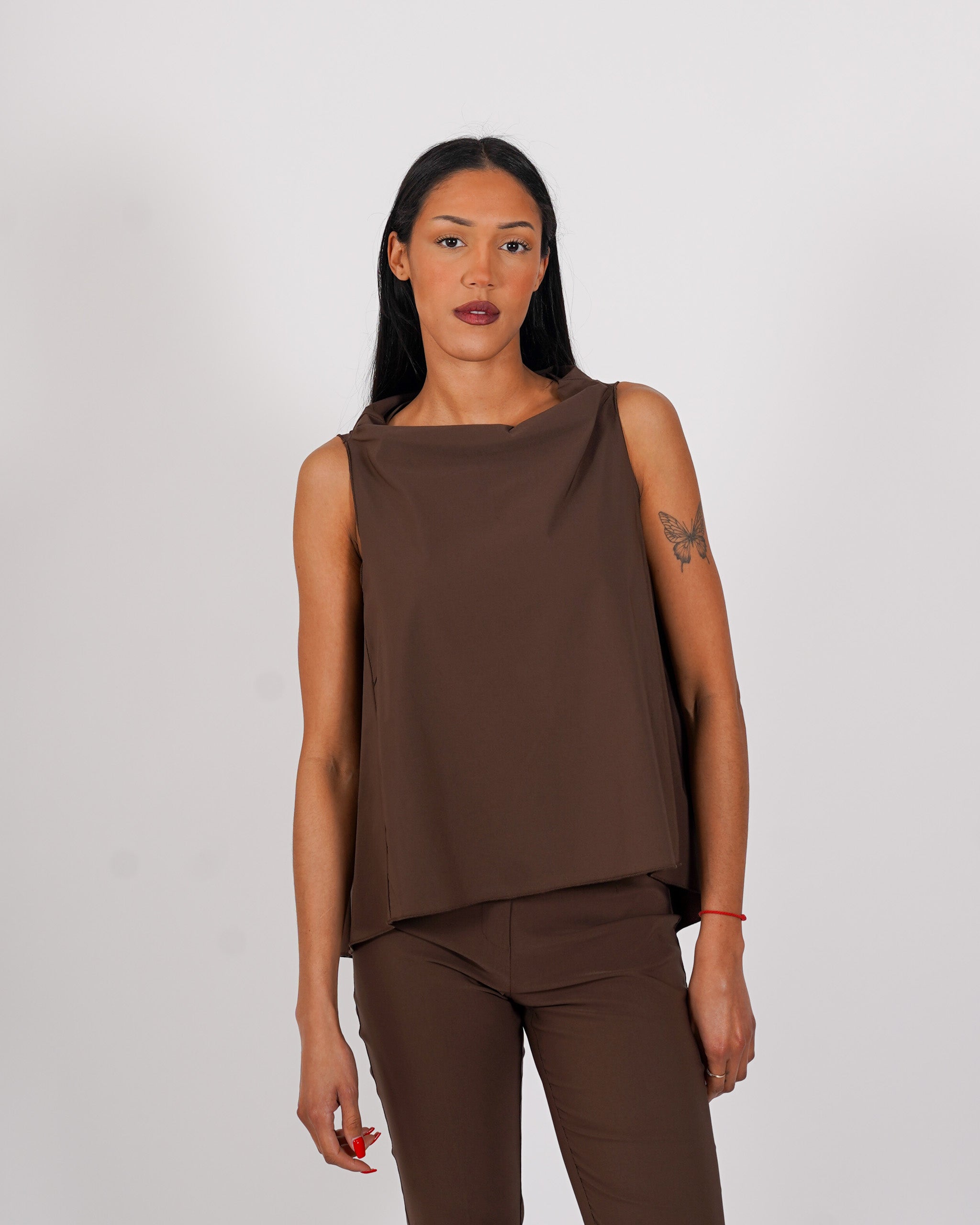 Blusa smanicata in bengalina stretch - Tricella