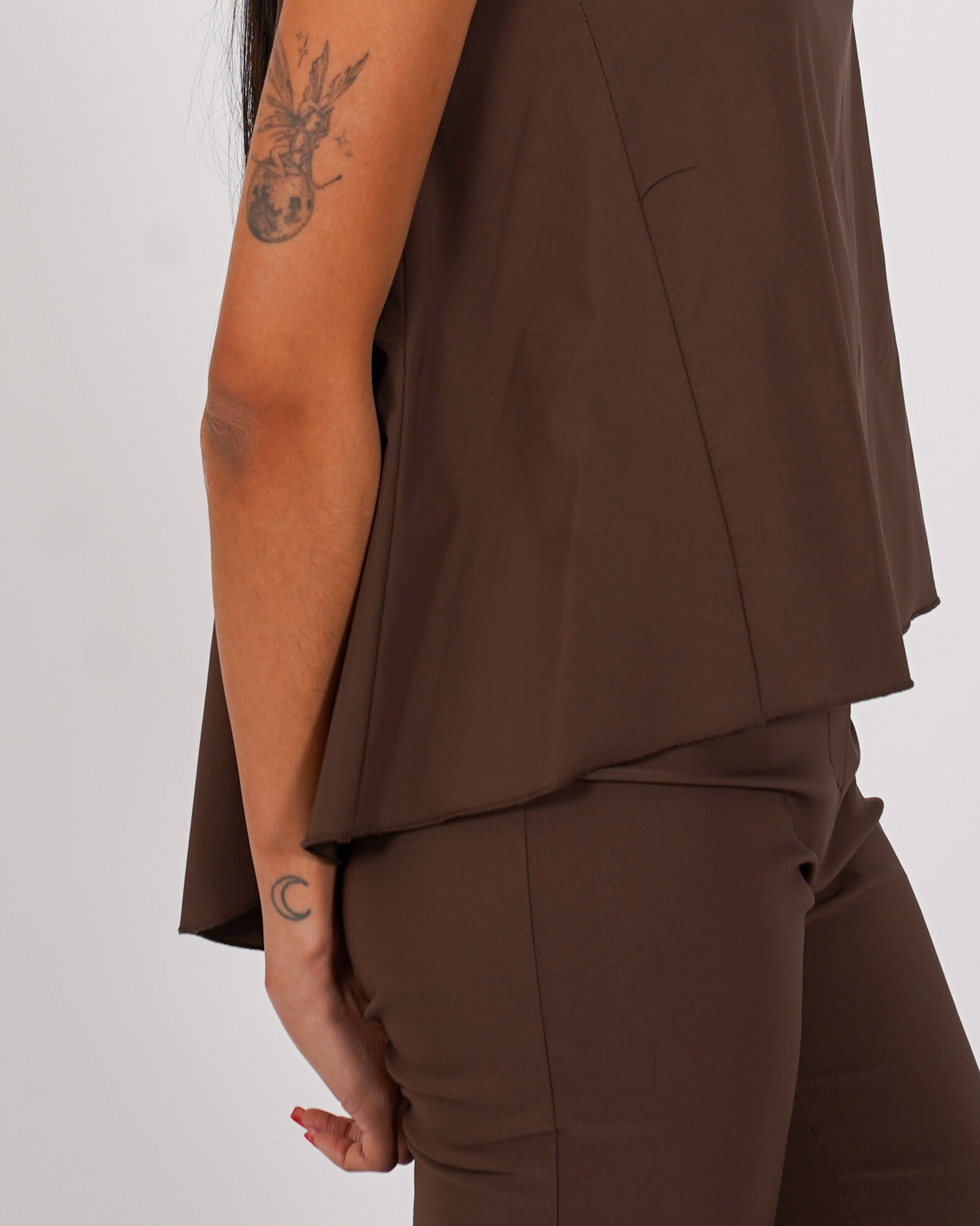 Blusa smanicata in bengalina stretch - Tricella