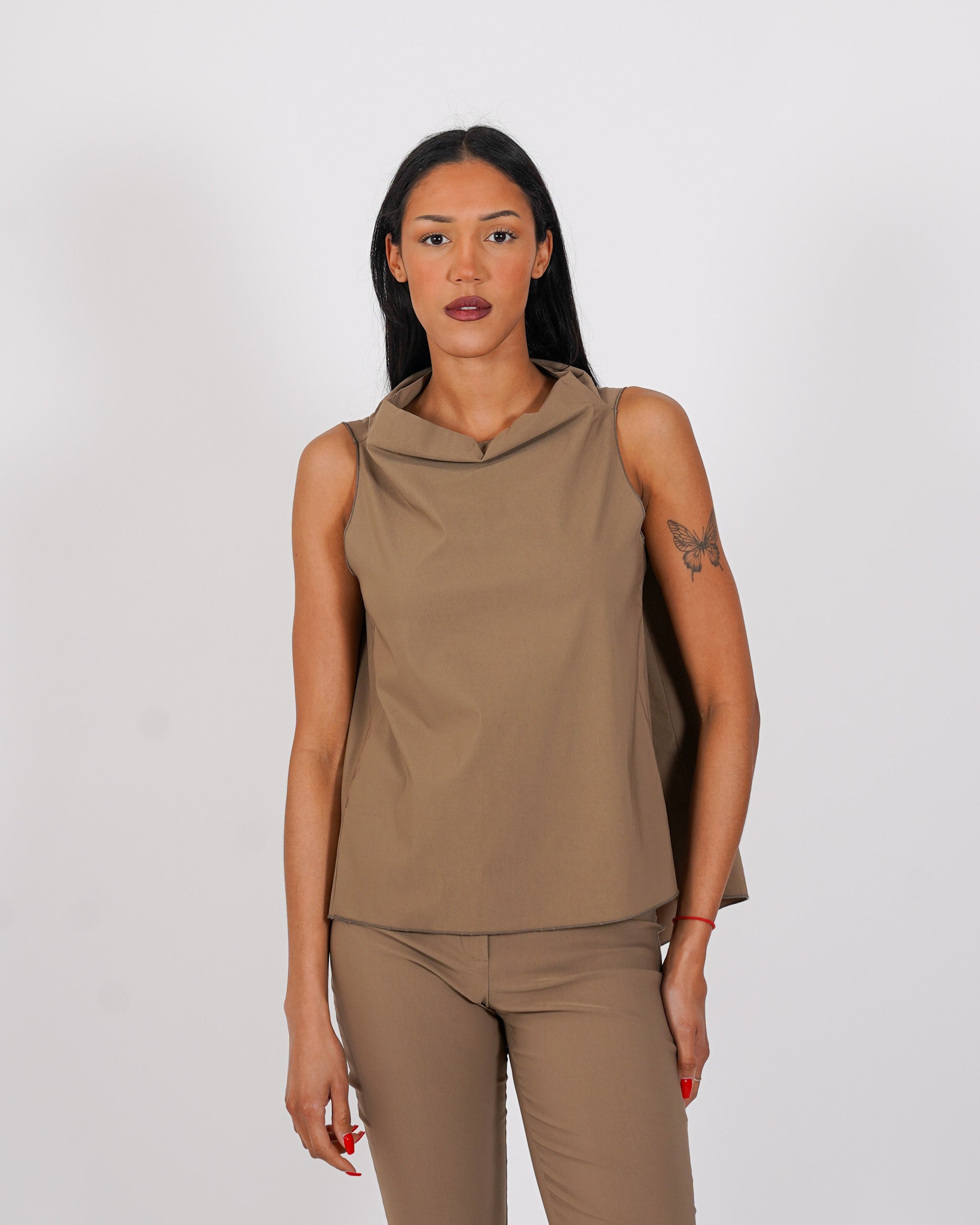 Blusa smanicata in bengalina stretch - Tricella
