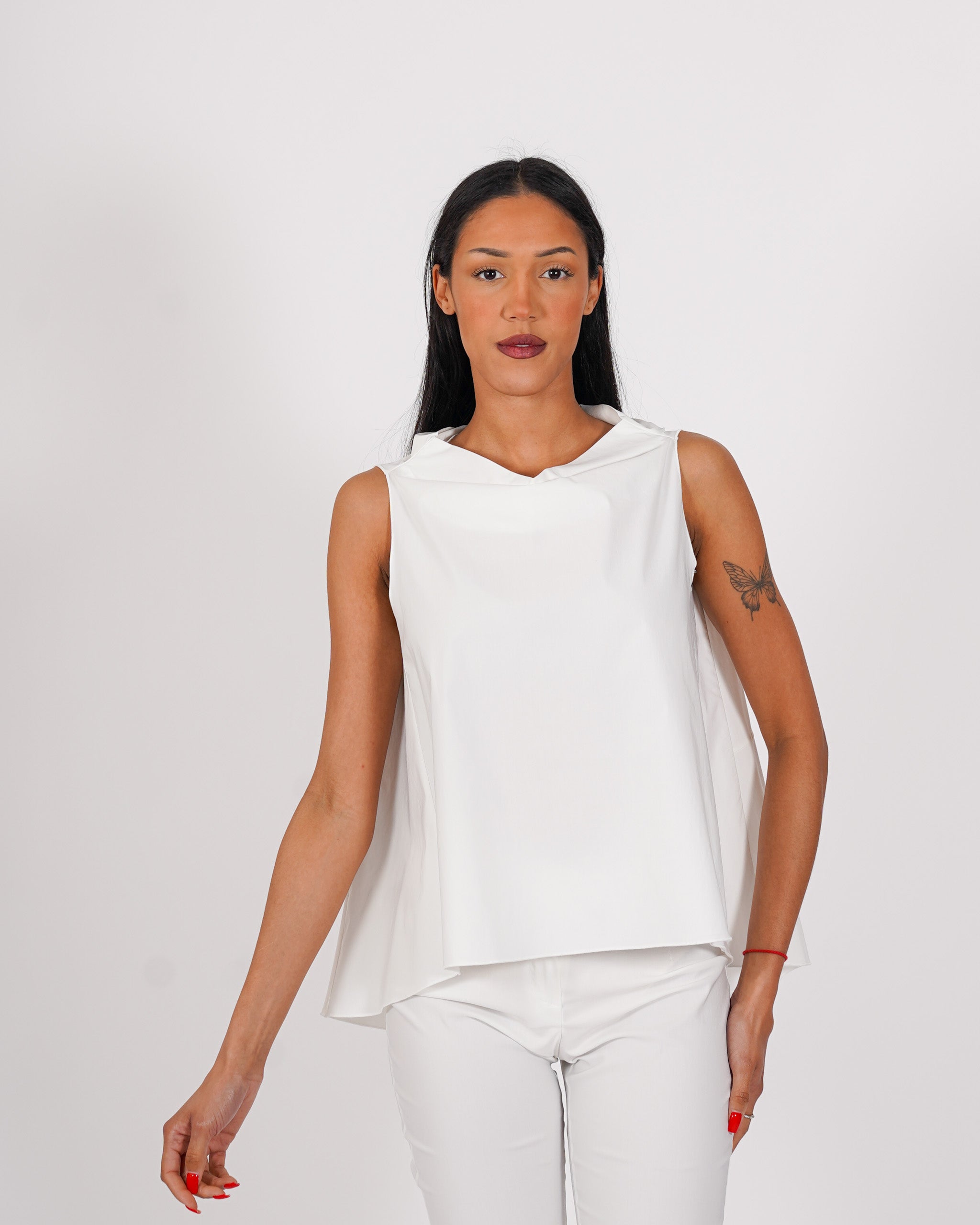 Blusa smanicata in bengalina stretch - Tricella