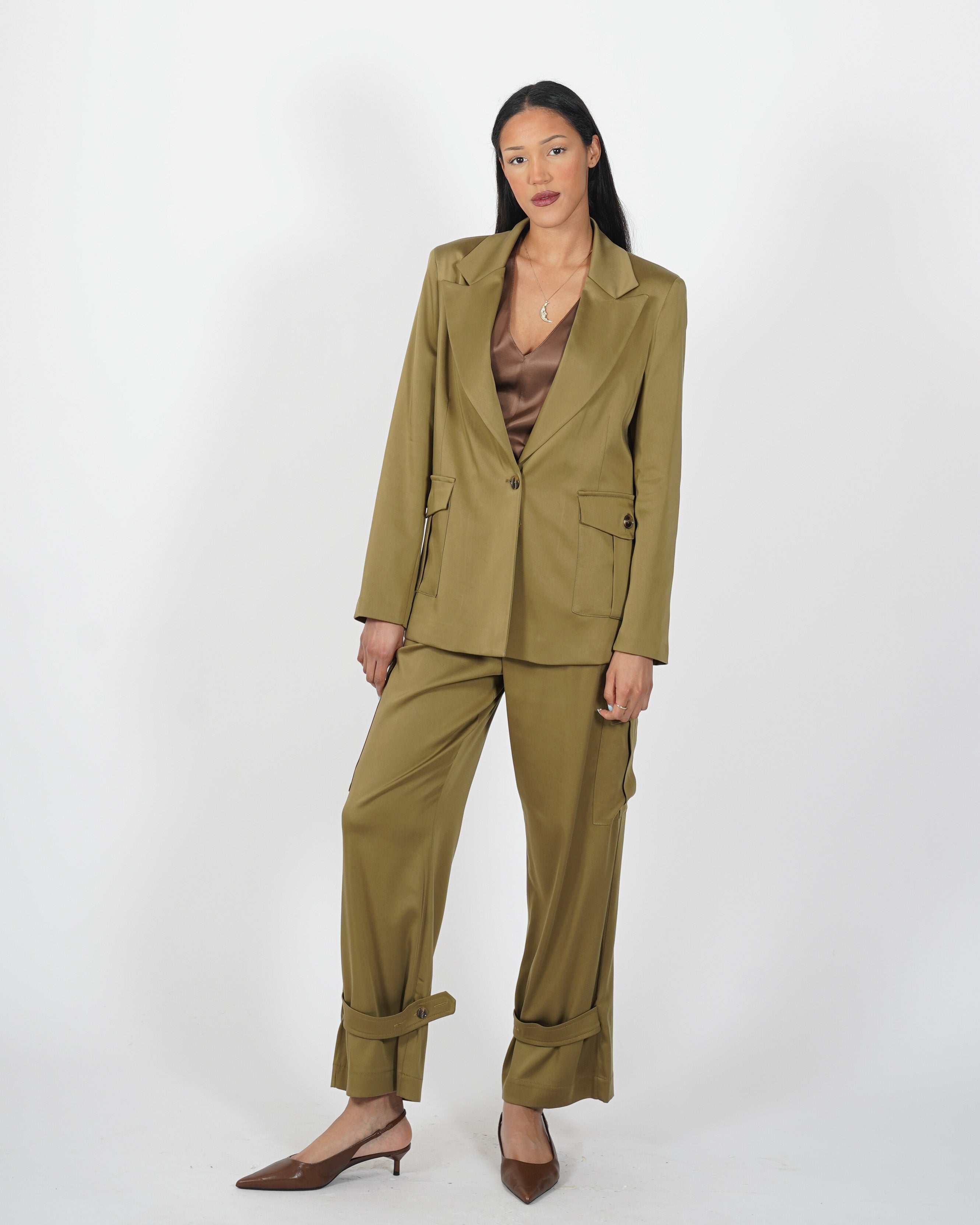 Pantaloni cargo in mano raso - Tirata