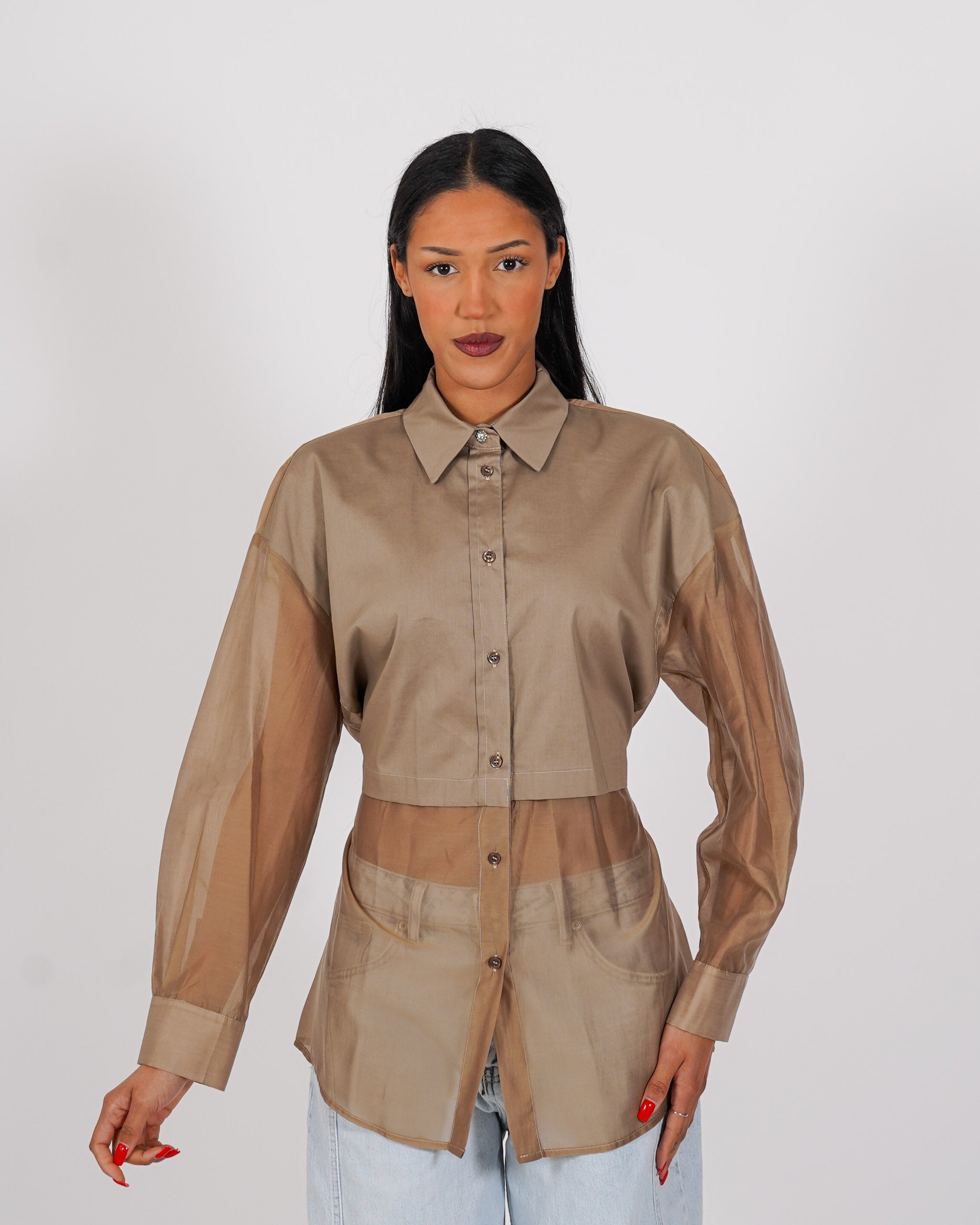 Camicia doppio tessuto con coulisse sul retro - Difesa