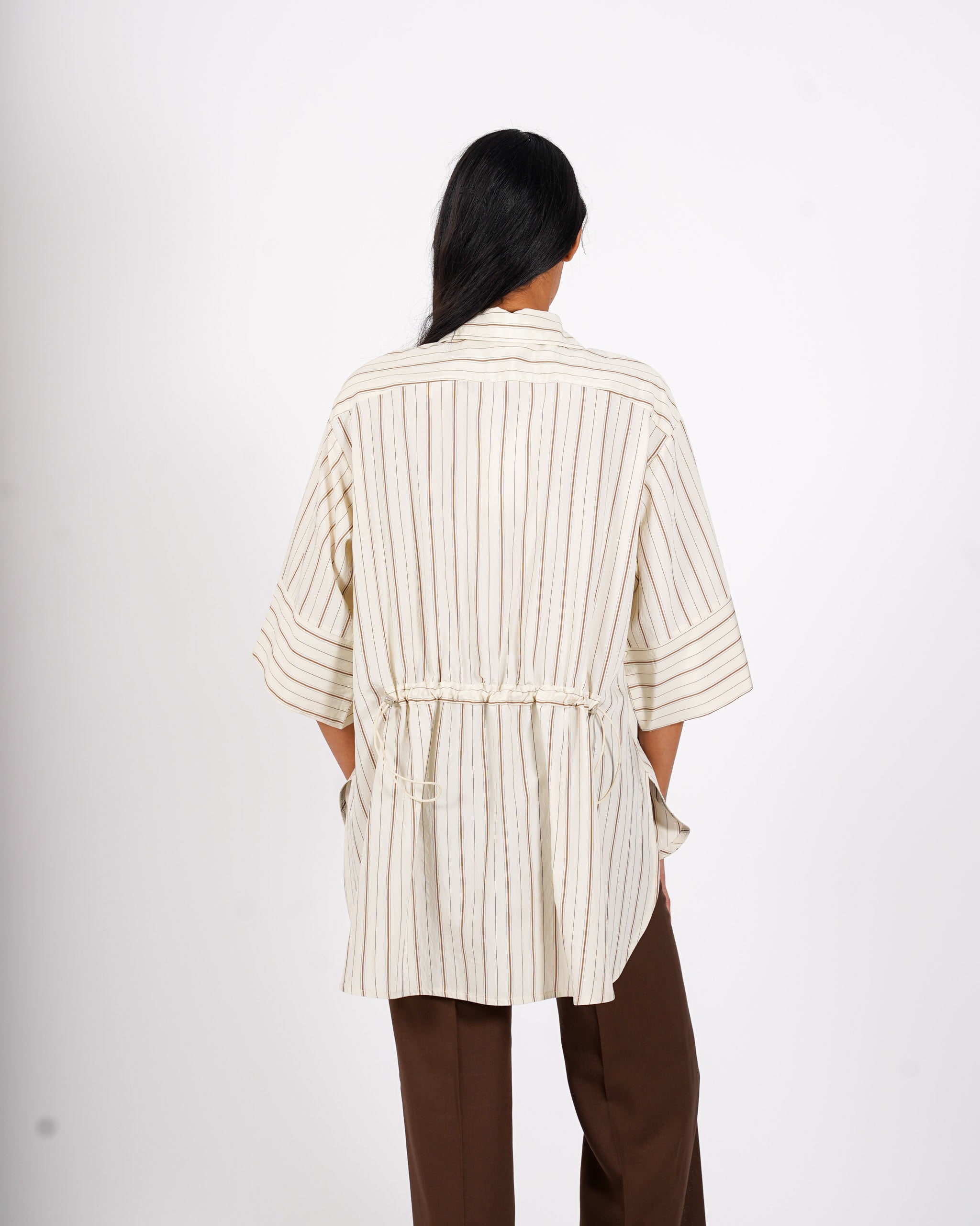 Blusa rigata manica 3/4 con coulisse - Clivia